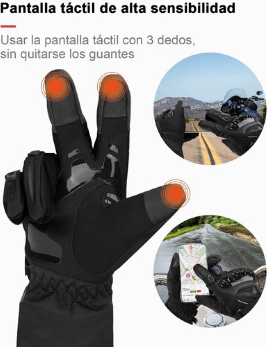 Guantes De Moto Invierno Frio Impermeables Y Térmicos Táctil talla M