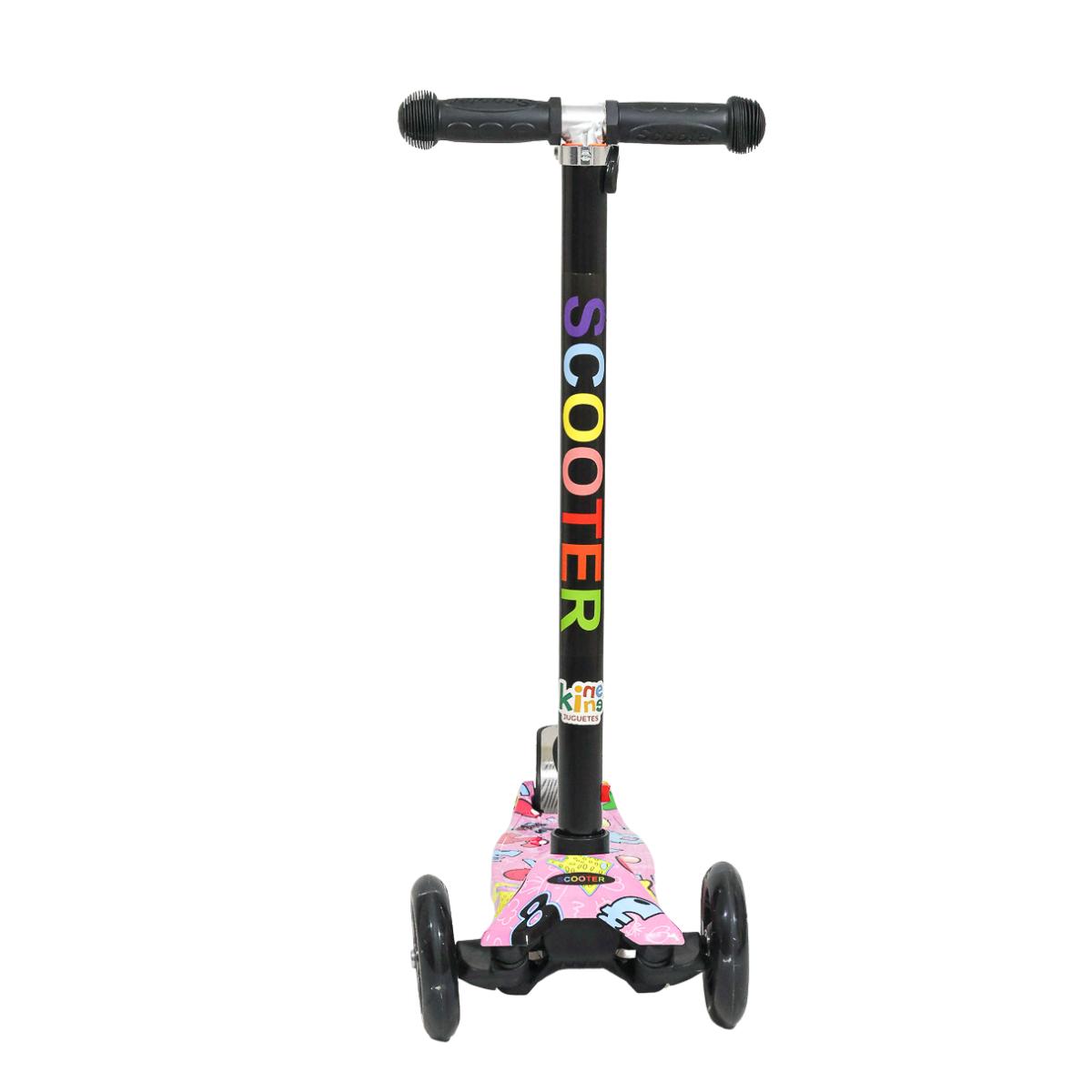 Scooter Patín Del Diablo Grafiti  Con Luces Led Rodilleras Y Coderas Color Rosa