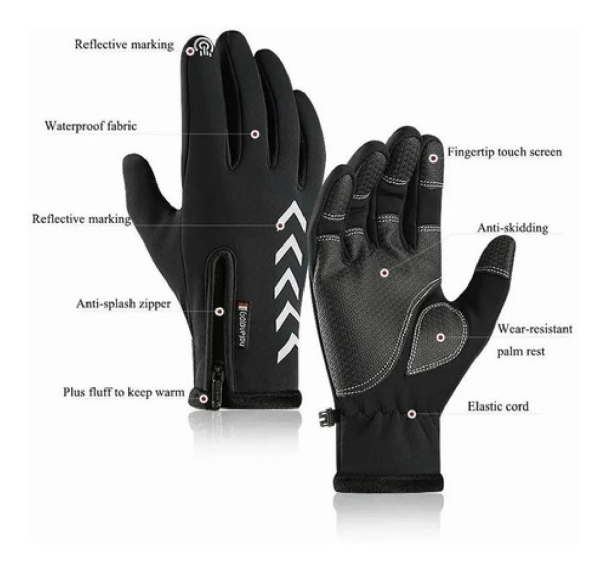 Guantes De Cuero Térmicos Impermeables Touch Para Moto/bici TALLA G NEGRO