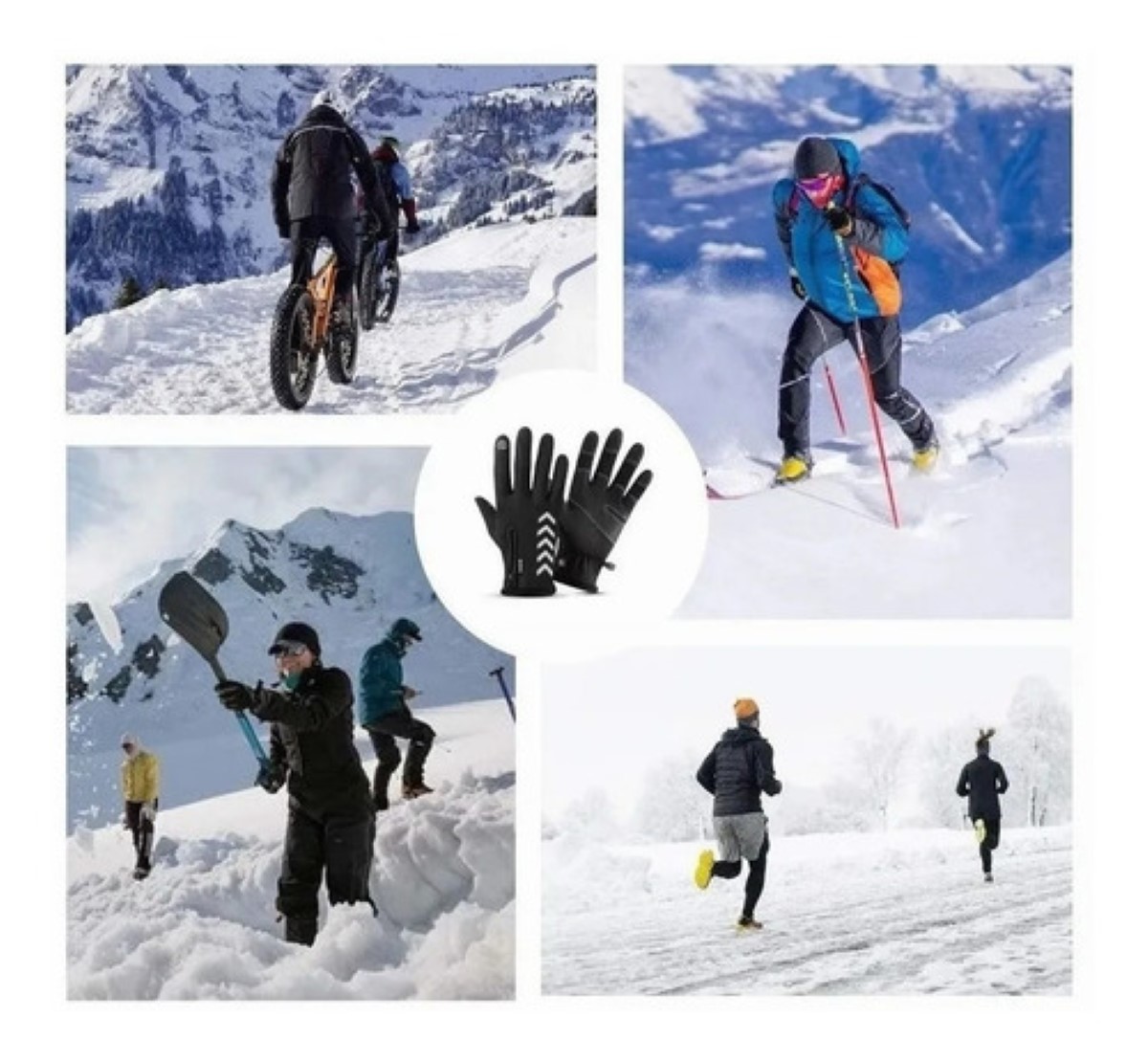 Guantes De Cuero Térmicos Impermeables Touch Para Moto/bici TALLA G NEGRO