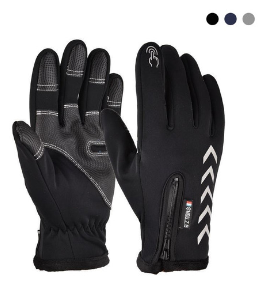 Guantes De Cuero Térmicos Impermeables Touch Para Moto/bici TALLA G NEGRO