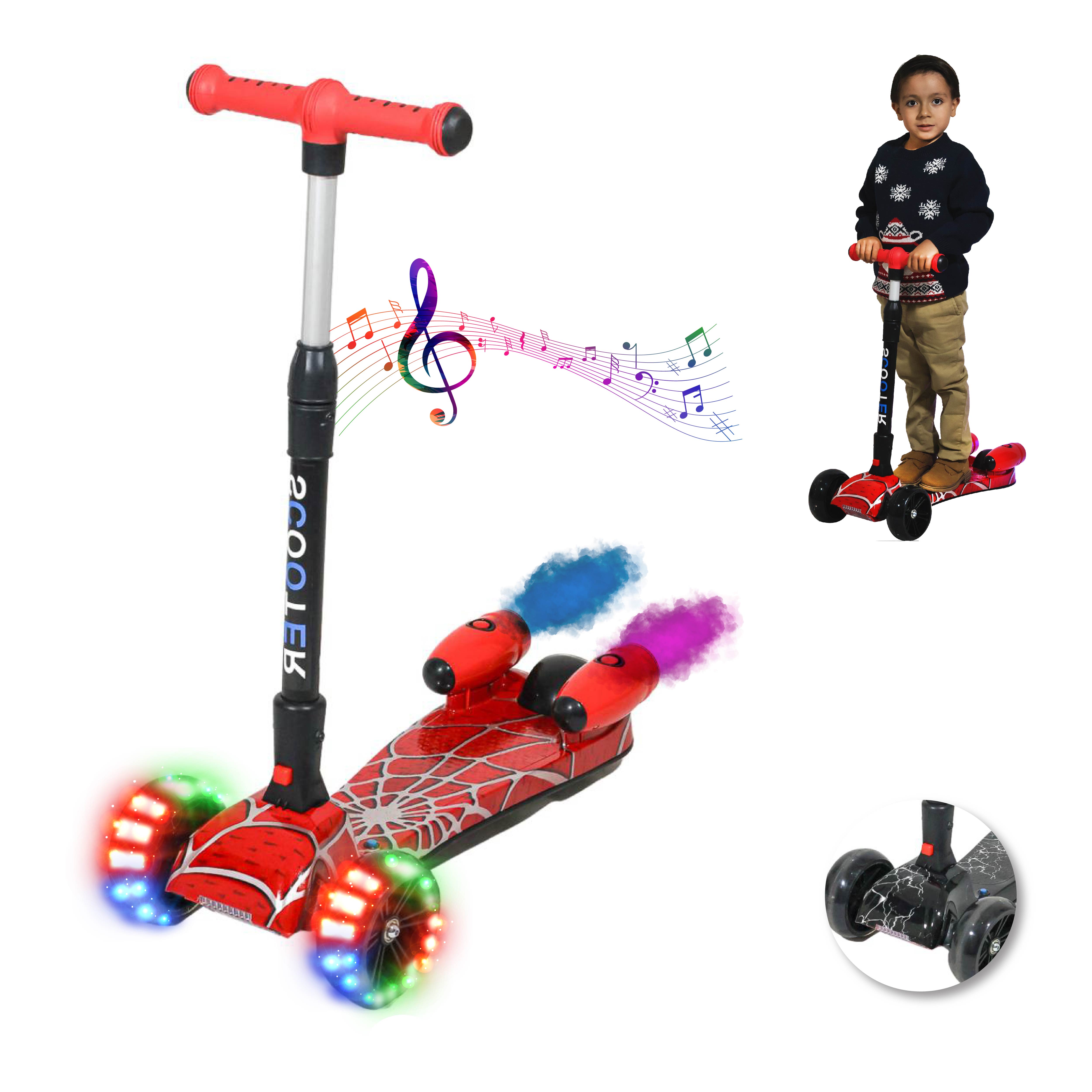 Scooter Patín Del Diablo Desmontable Con Difusor Efecto De Humo Música Y Bluetooth Color Rojo