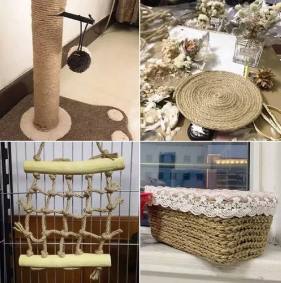 4 Pzs Decorativo Natural Yute Mecate Para Decorar Manualidad CAFE