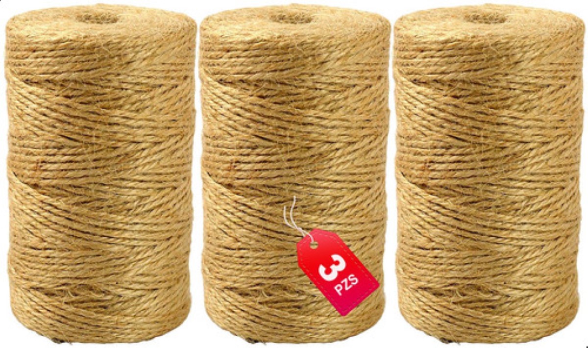3 Pzs Decorativo Natural Yute Mecate Para Decorar Manualidad CAFE 