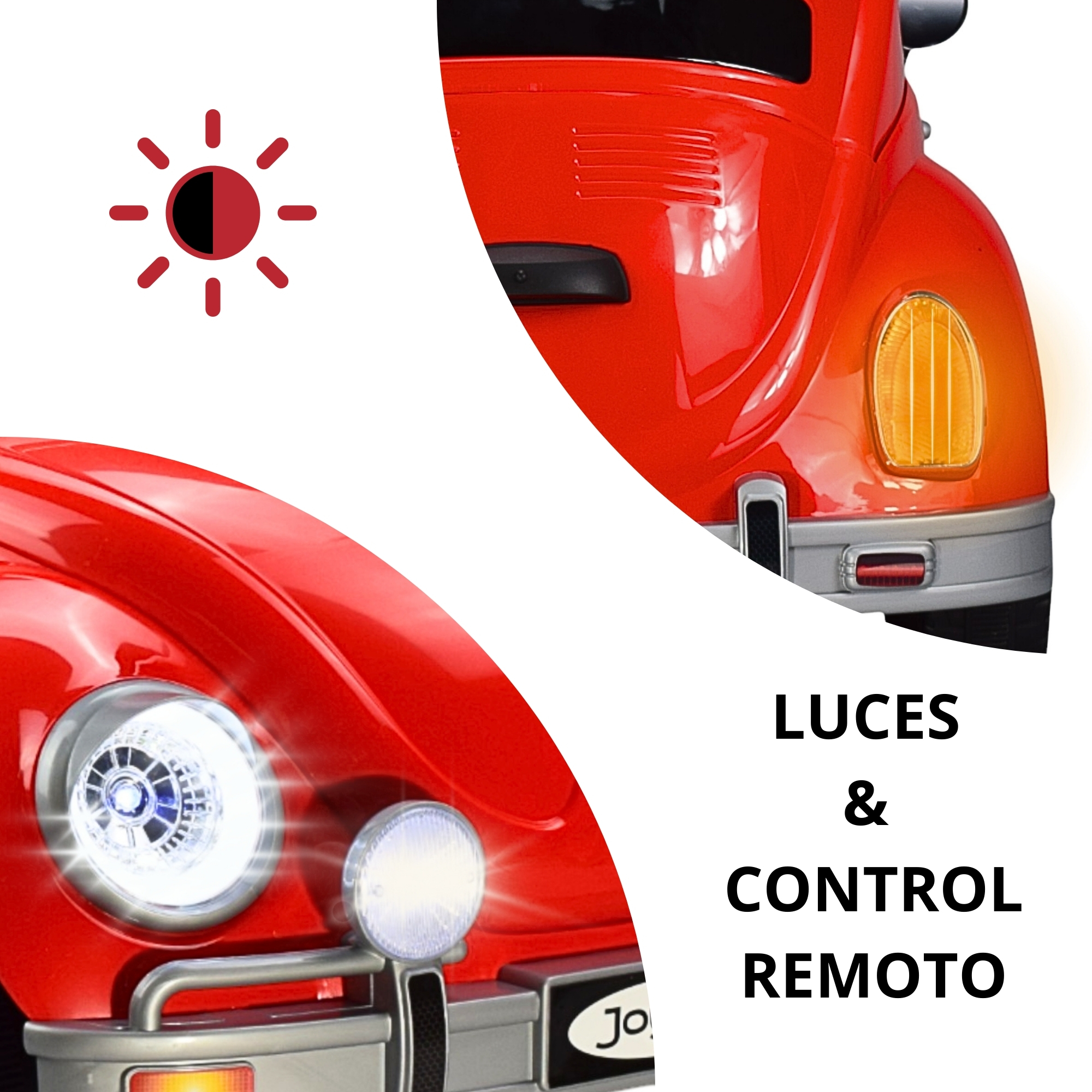 Montable para Niños Vocho Electrico Control Remoto luz 12V - ROJO