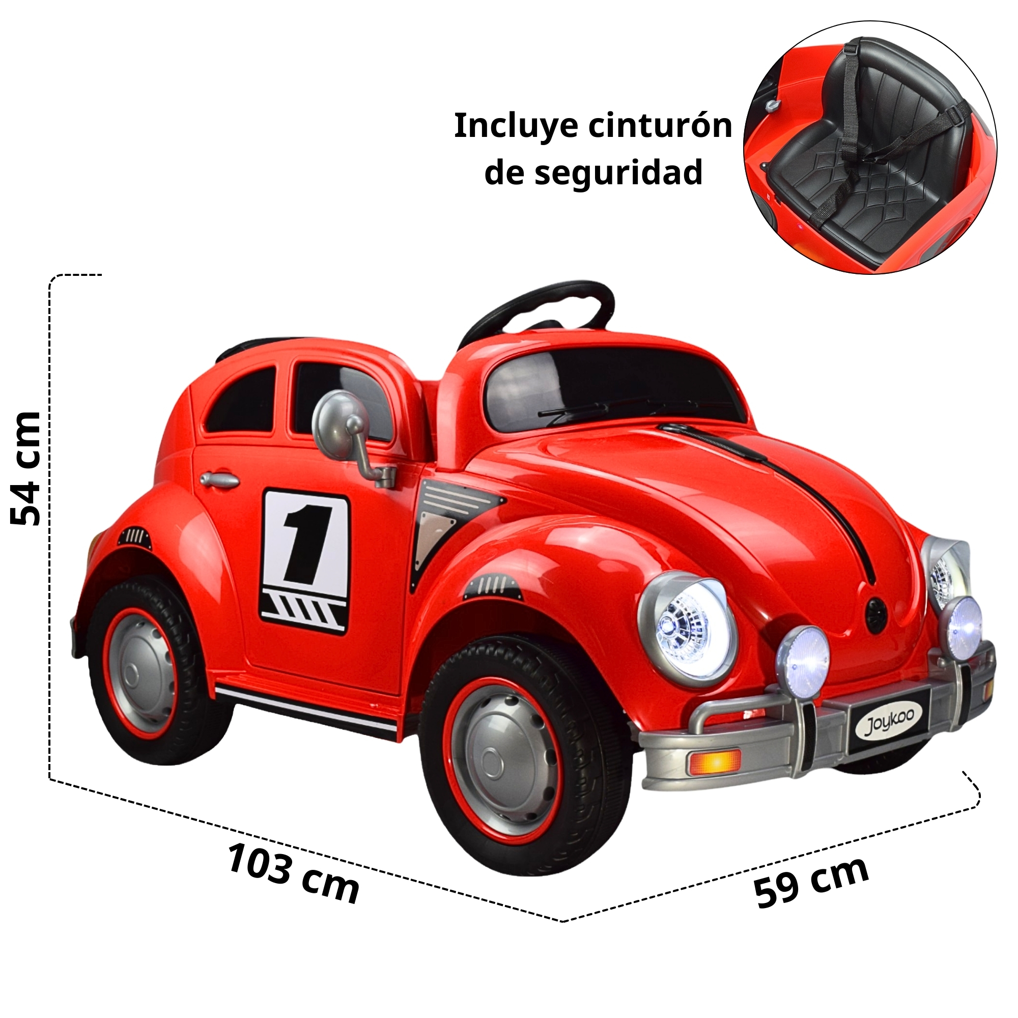 Montable para Niños Vocho Electrico Control Remoto luz 12V - ROJO