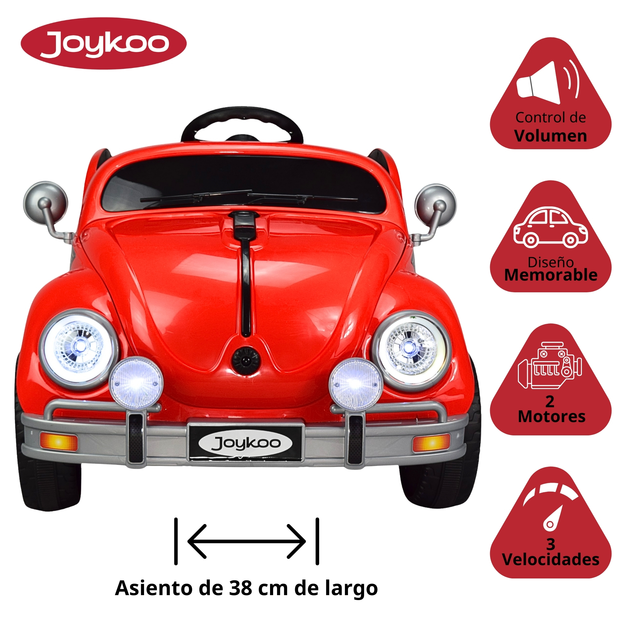 Montable para Niños Vocho Electrico Control Remoto luz 12V - ROJO