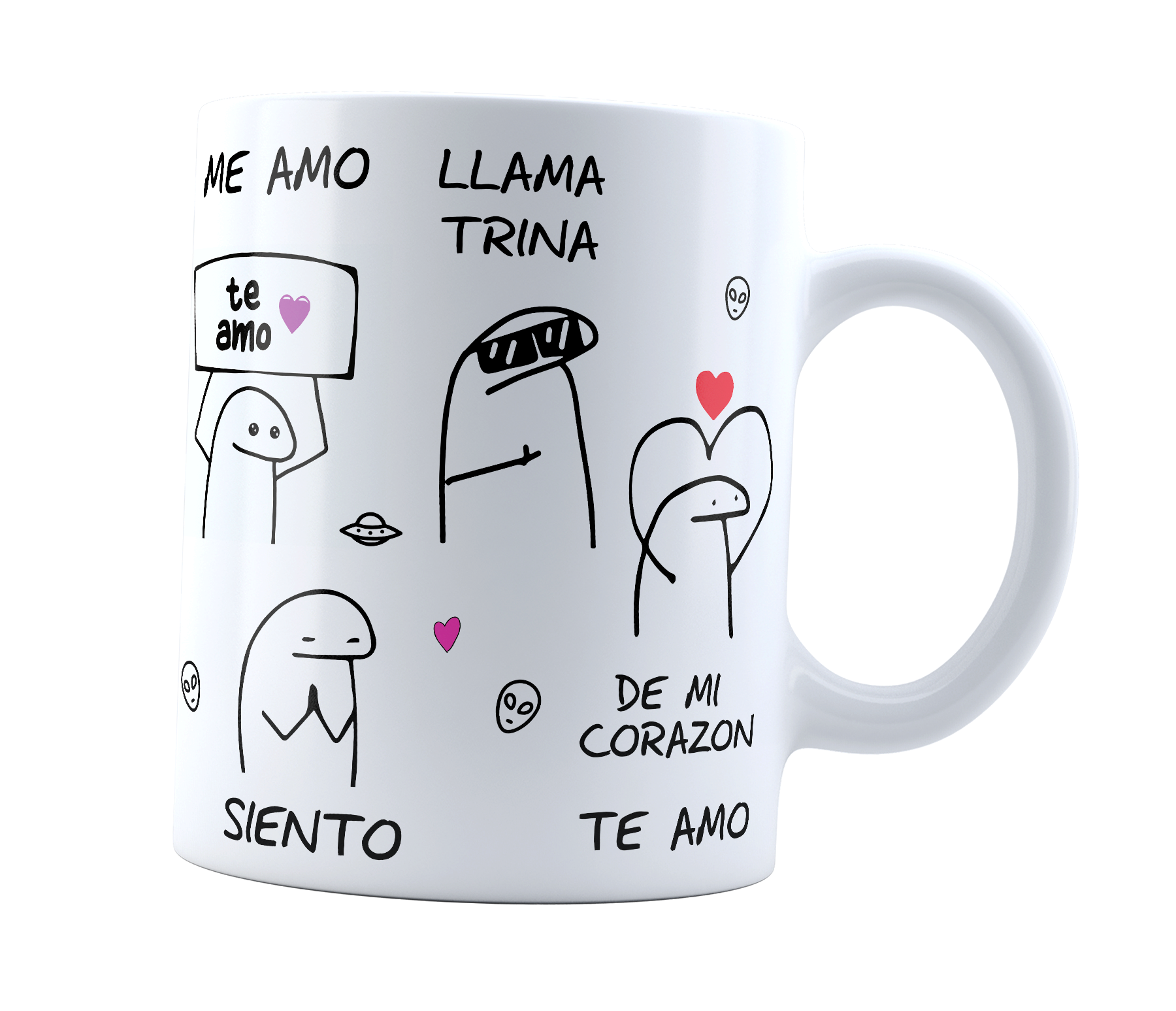 Taza Cerámica Flork Ovni Lenguaje Alienígena Me Amo Te Amo