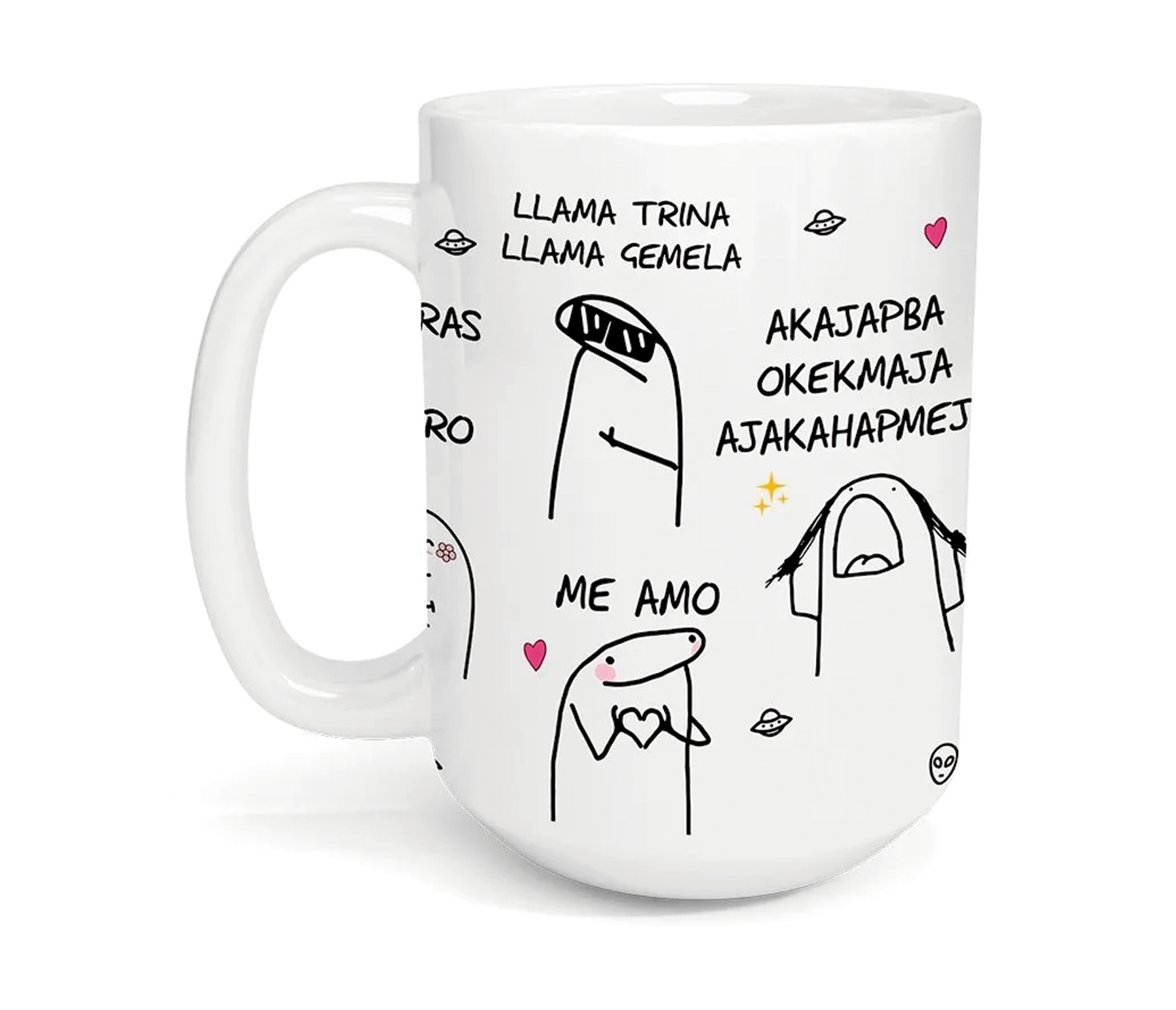 Taza Grande Flork Ovni Lenguaje Alienígena Me Amo Te Amo