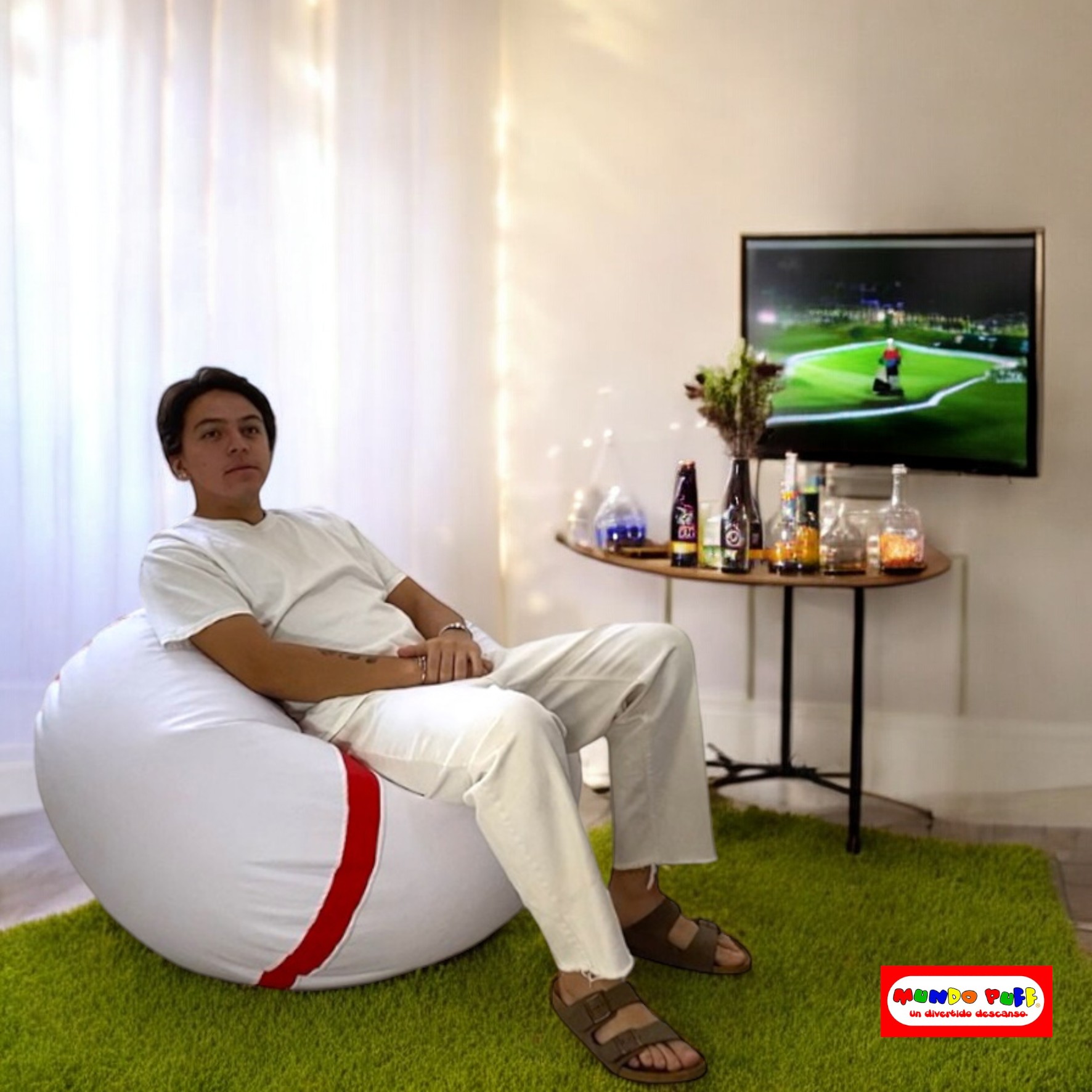 Sillon Puff Bola Baseball o Beisbol marca Mundo Puff.