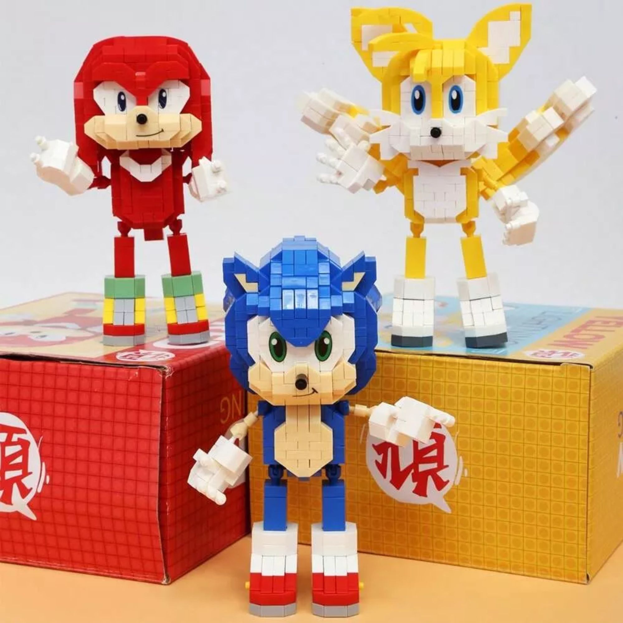 Sonic The Hedgehog Set Bloques Armables 3d Tails Knuckles Rompecabezas figura armable Knucles