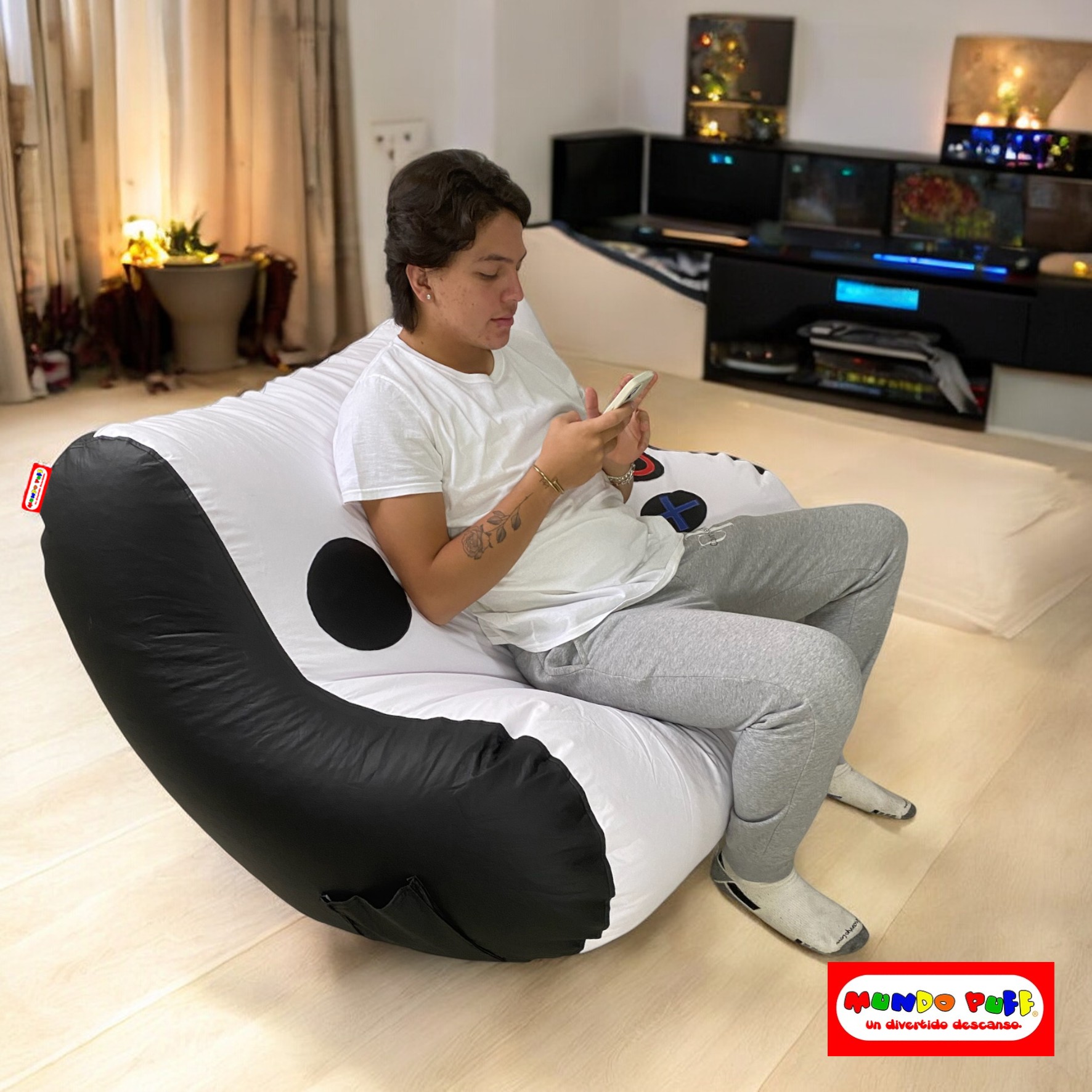 Sillón Puff Frijol Doble Player marca Mundo Puff .