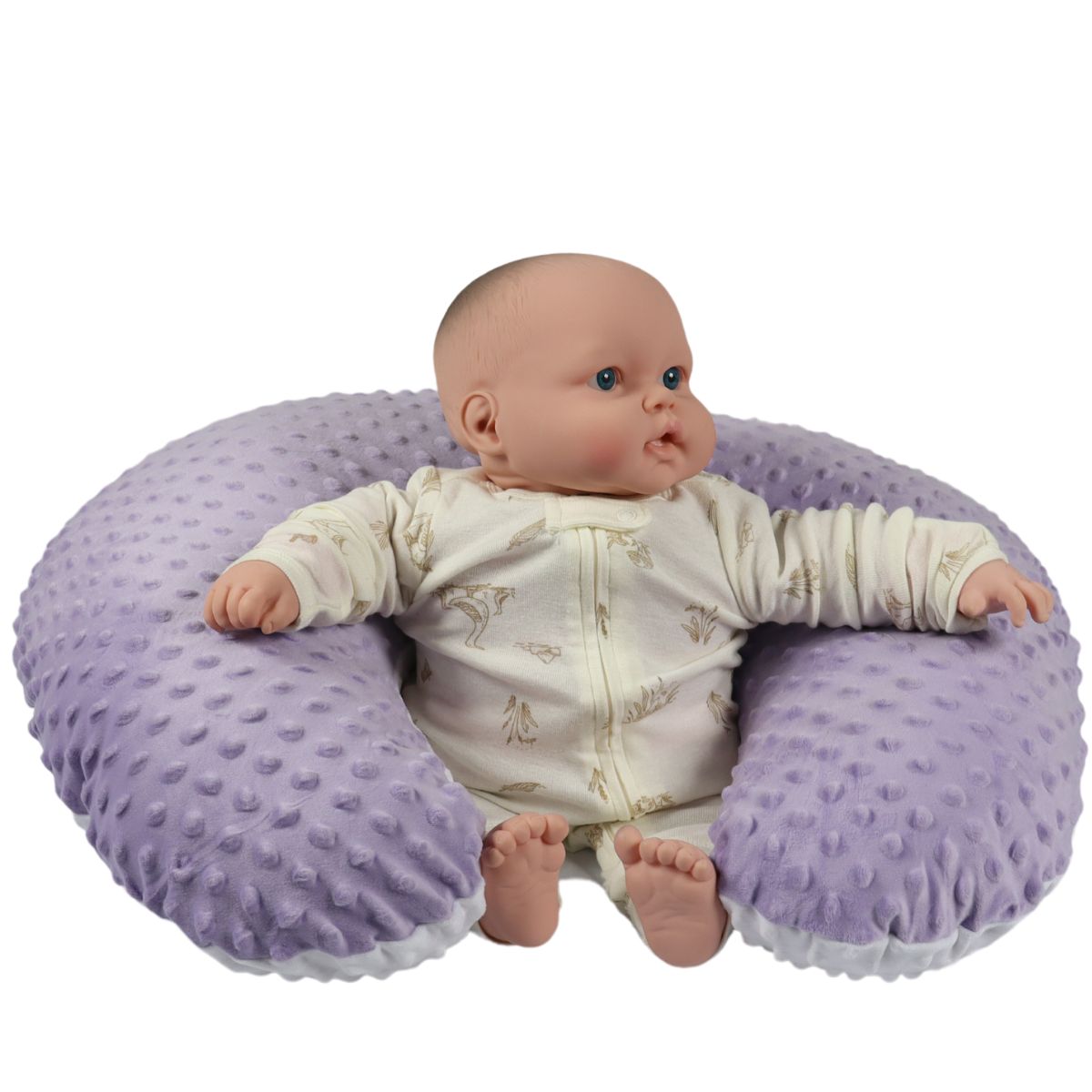 Mãe Baby Almohada de Lactancia para Amamantar Bebe | Cojin Antirreflujo Ultra Comodo| Incluye Cojin Funda Premium | Tela Muy Suave y Lavable Hipoalergénicas Fresco (Lila)