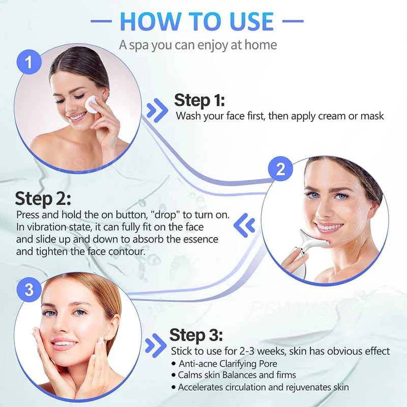 Maquina de Masaje Facial para Cuello y Rostro Antiarrugas, Estira y Levanta la Piel Anti-envejecimiento 7 NIveles Blanco