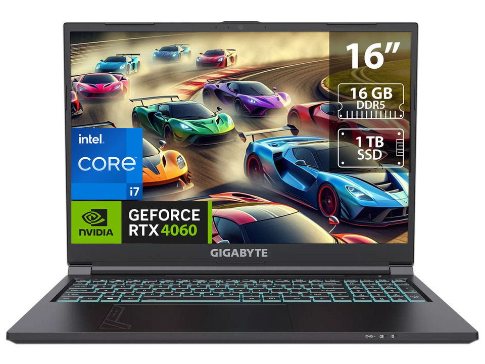 Laptop Gamer Gigabyte G6: Intel Core i7 13620H, RAM 16GB DDR5, SSD 1TB, Pantalla 16" LED, RTX 4060, S.O. W11H, Teclado Versión en Inglés.