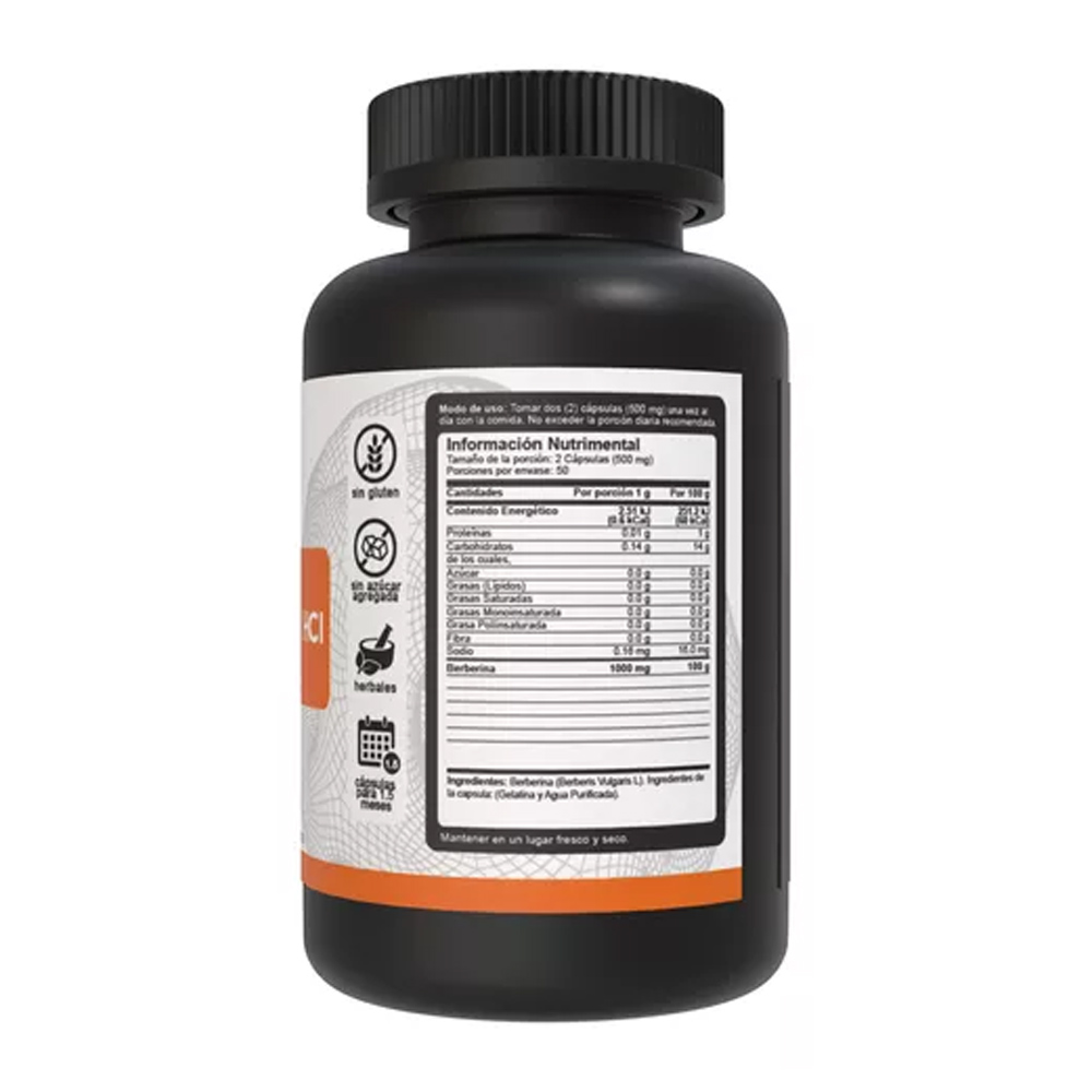 Berberina Hci 1000mg VNAT 100 capsulas Pure Berberine Apoyo Digestivo