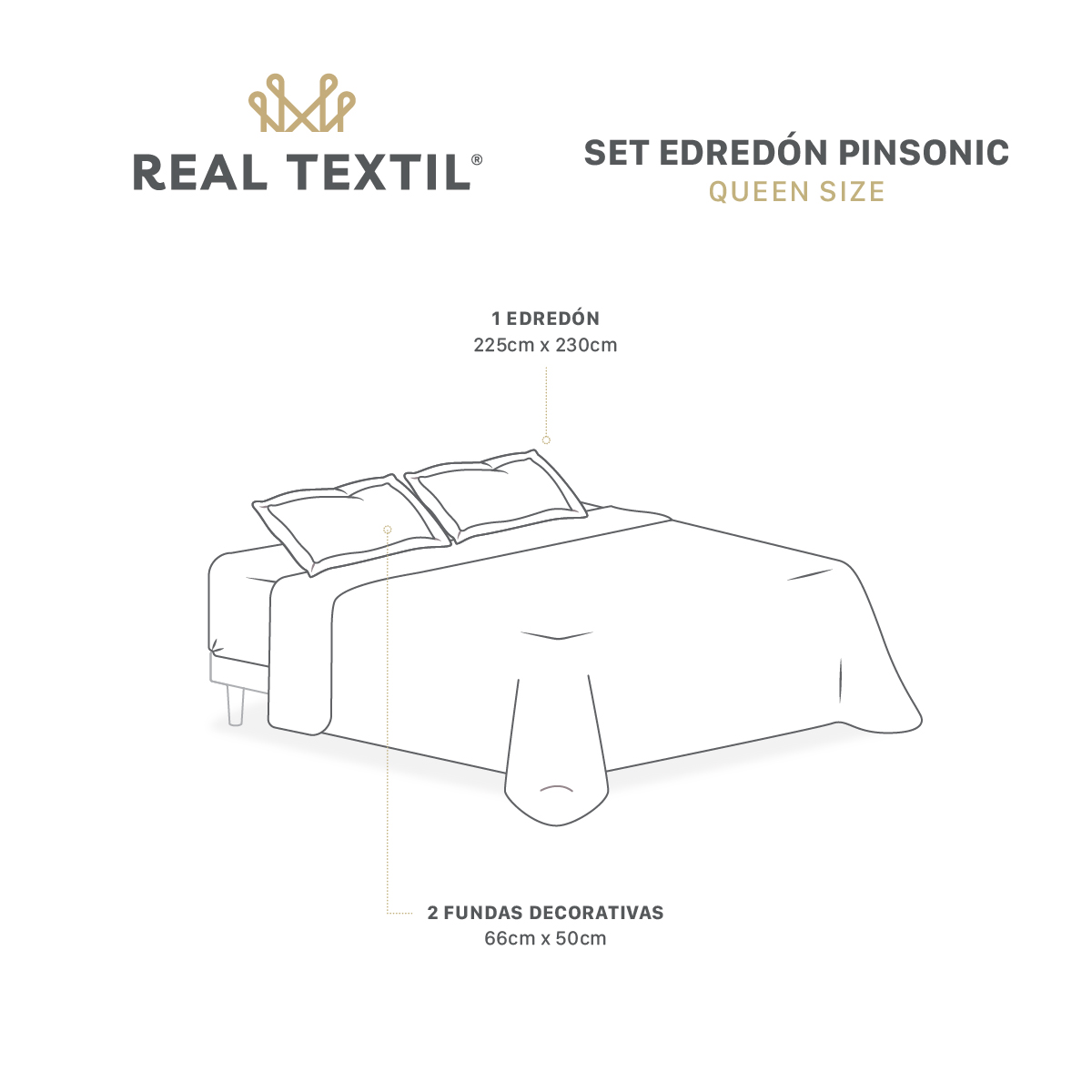 Edredón Ligero Queen Size Doble Vista con Funda Violeta - Gris REAL TEXTIL