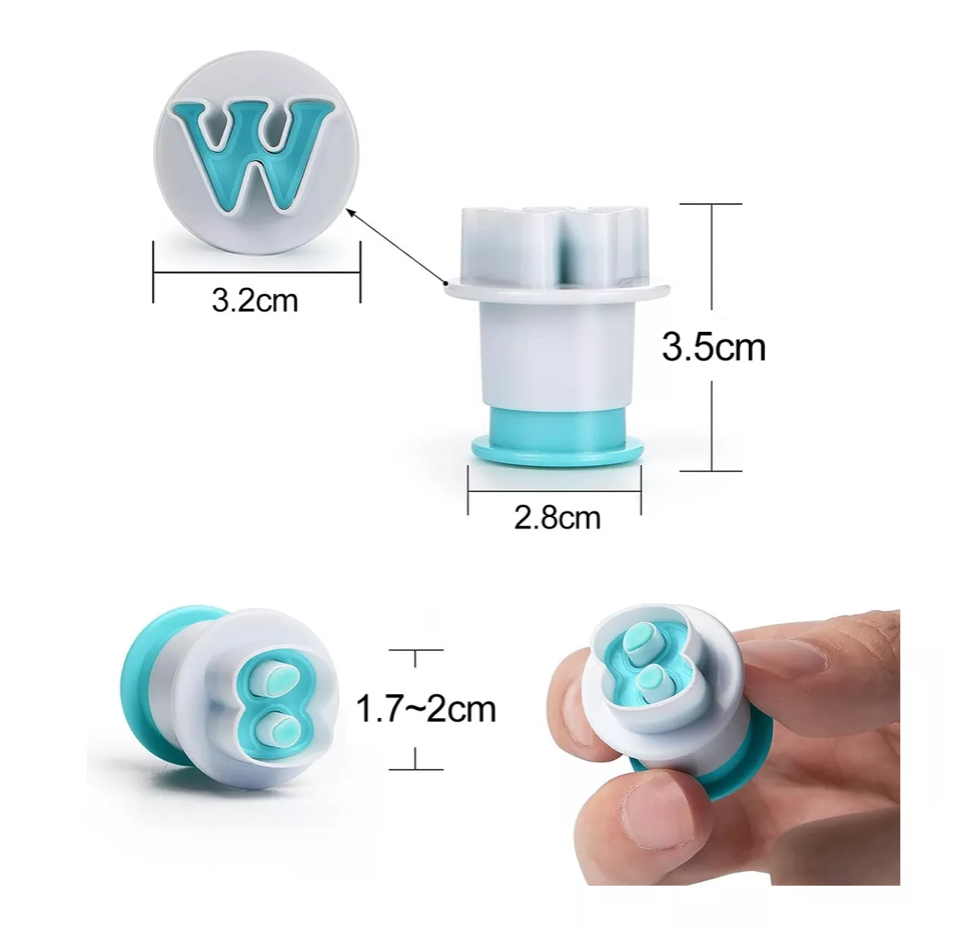 Cortador Fondant Wünd  Expulsor Letras Y Números 36pzs