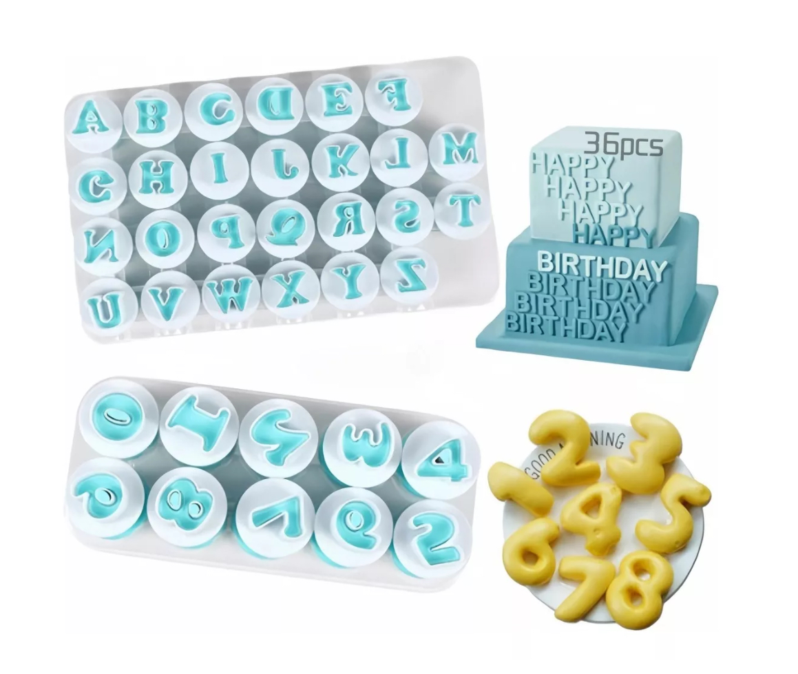Cortador Fondant Wünd  Expulsor Letras Y Números 36pzs