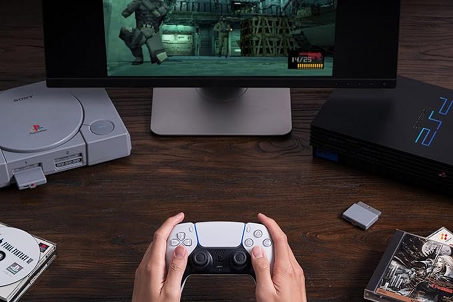 8bitdo Bluetooth Retro Adaptador Ps1 Ps2 Y Windows Gris
