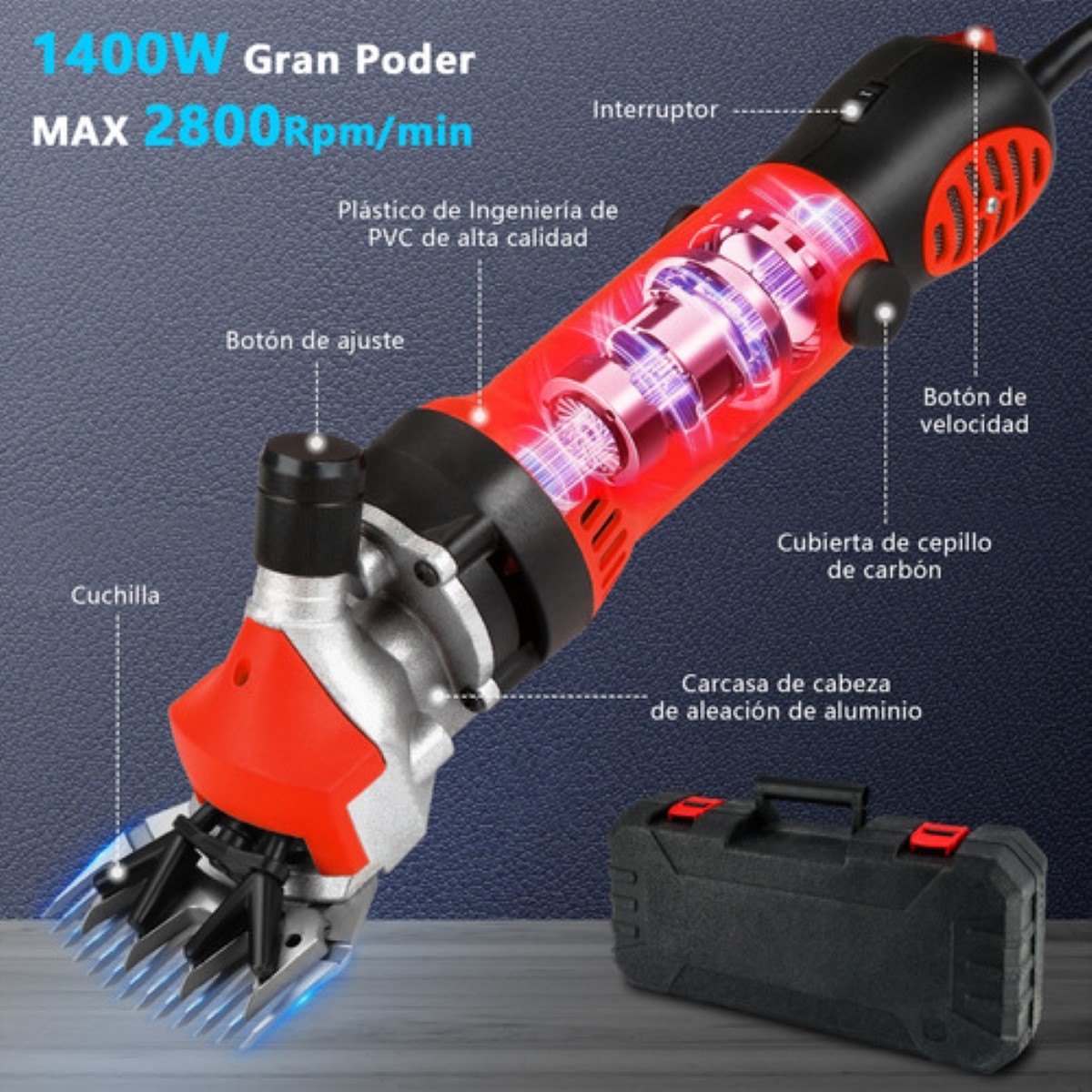 Rasuradora Trasquiladora Para Borregos Ovejas Y Perro Grande rojo negro