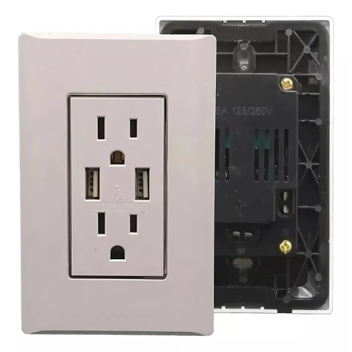 Contacto Duplex + 2 Tomas Usb Doble 15 A. 125/250v Blanco