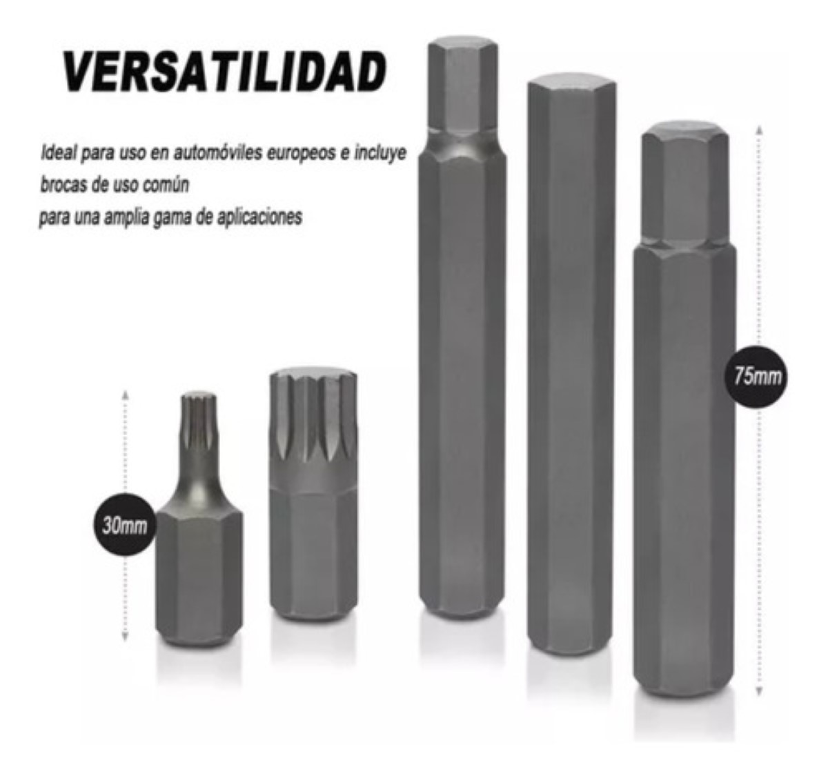Kit Puntas Bristol Torx Hexagonales Con Adaptador 40 Piezas negro gris
