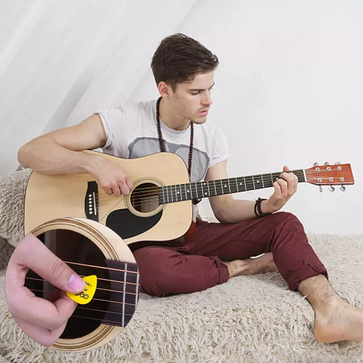 100 Plumillas Puas Accesorios Para Guitarra Y Bajo Con Caja