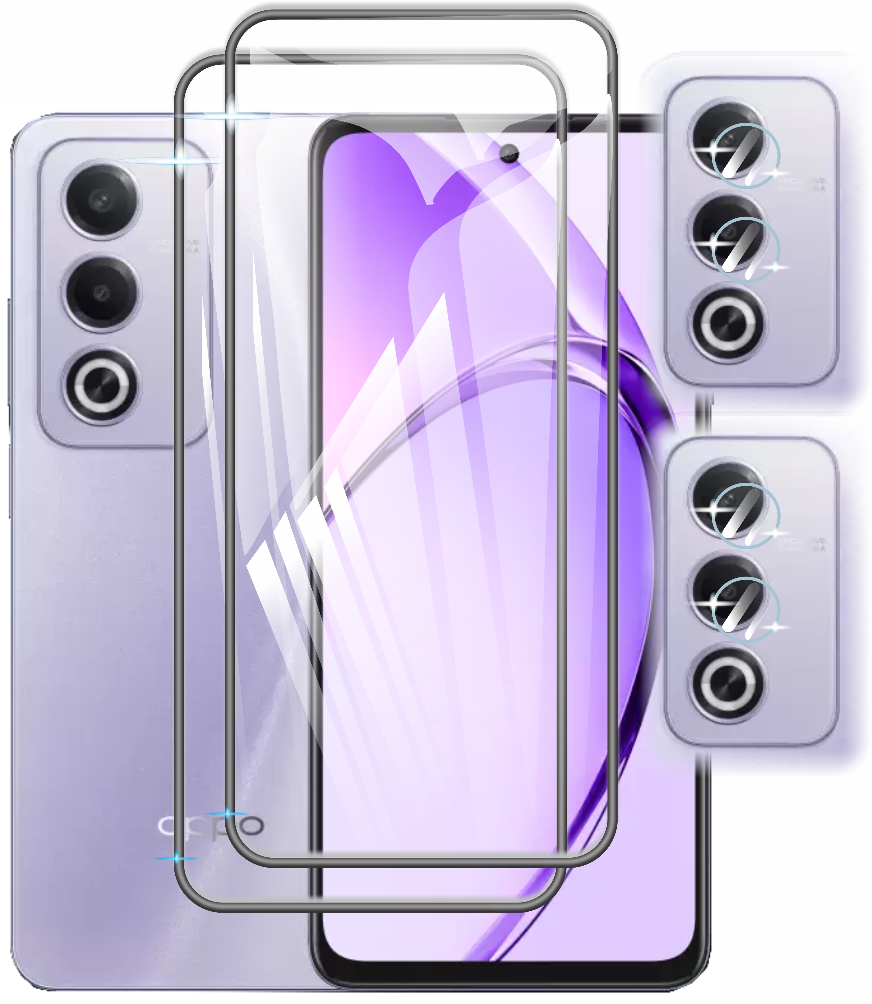 4 En 1 Cristal Templado Para Oppo A80 5g + Micas Camaras