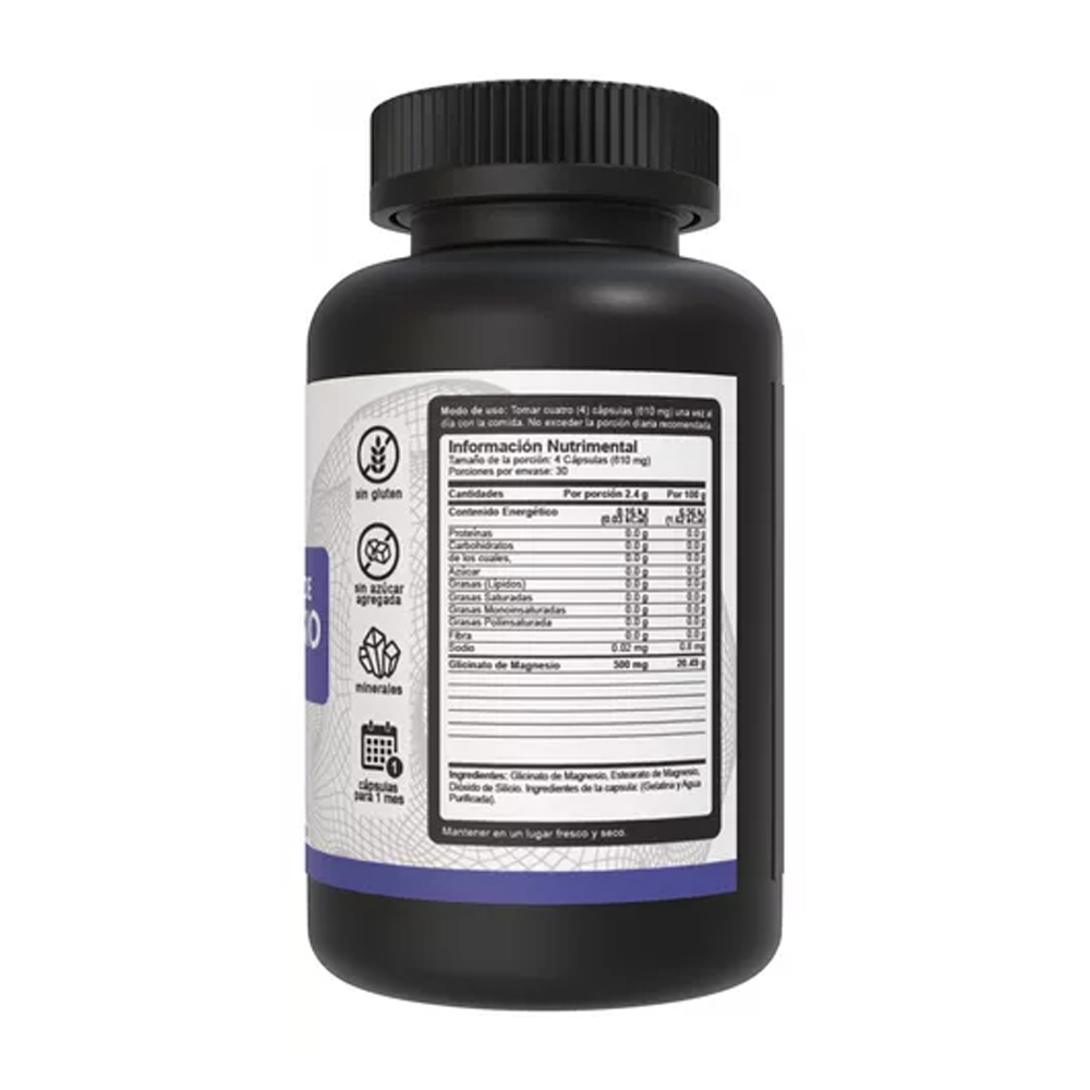 Glicinato de Magnesio 500mg VNAT con 120 capsulas Magnesium Glycinate