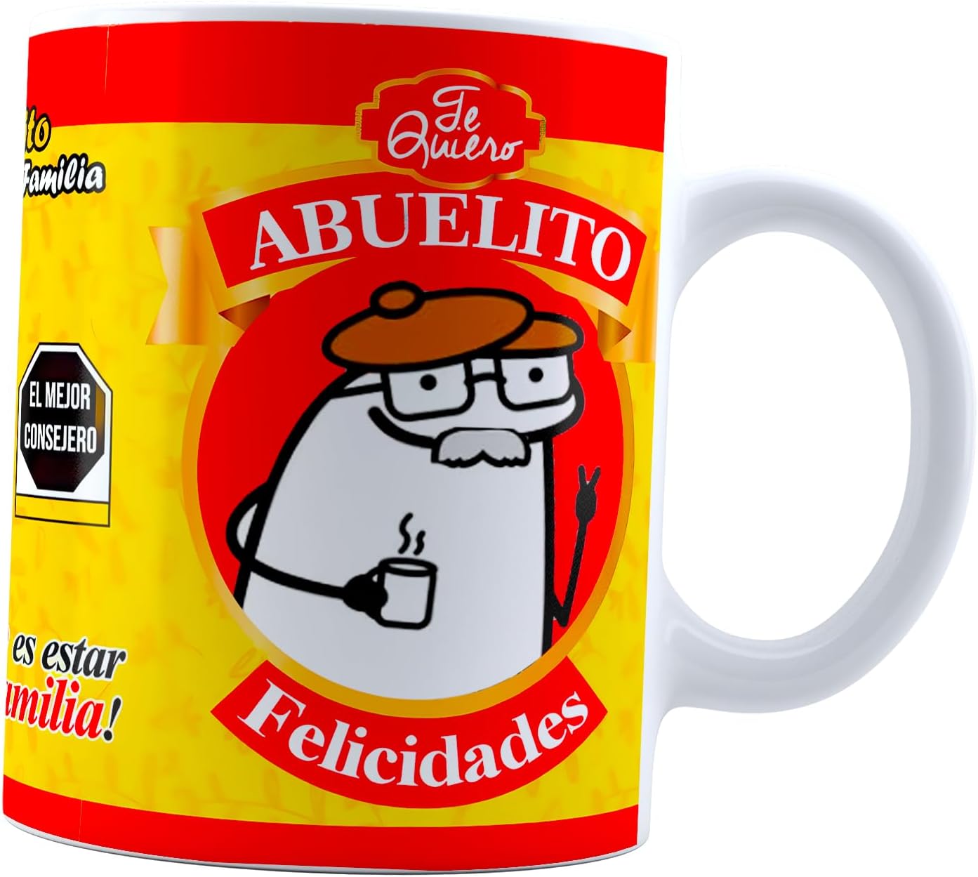 Taza flork Dia De Los Abuelos | Abuelitoo chocolate | Regalo te quiero feliz dia deformitos | Cerámica Blanca 11 oz | Para Café o té