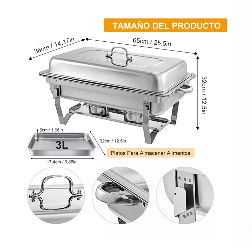 2pz Chafer Bufetera Calentadores De Comida Para Buffet