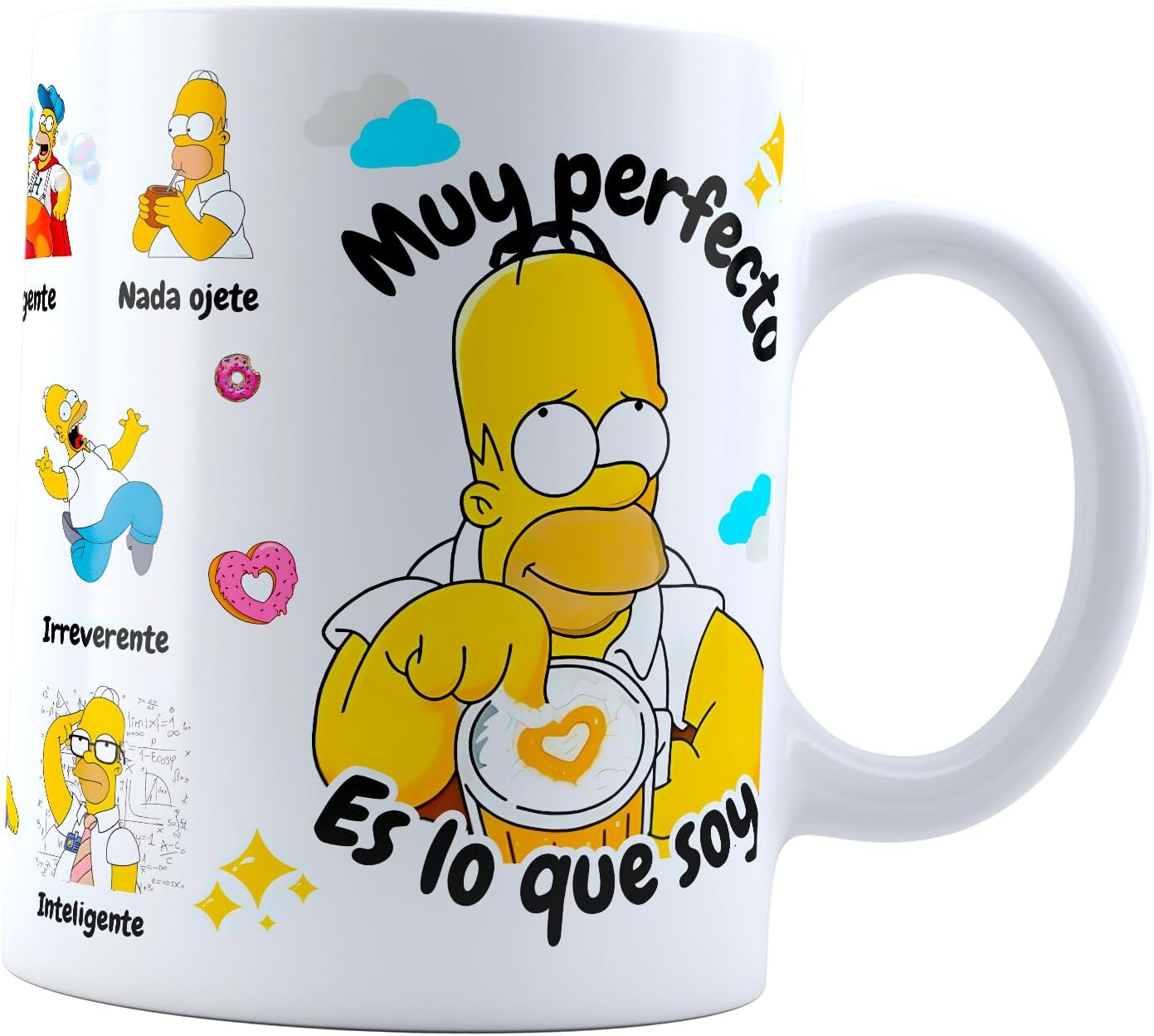 Taza homero guapo | Frase meme divertida | guapo poderoso es lo que soy | Cerámica Blanca 11 oz | Para Café o té