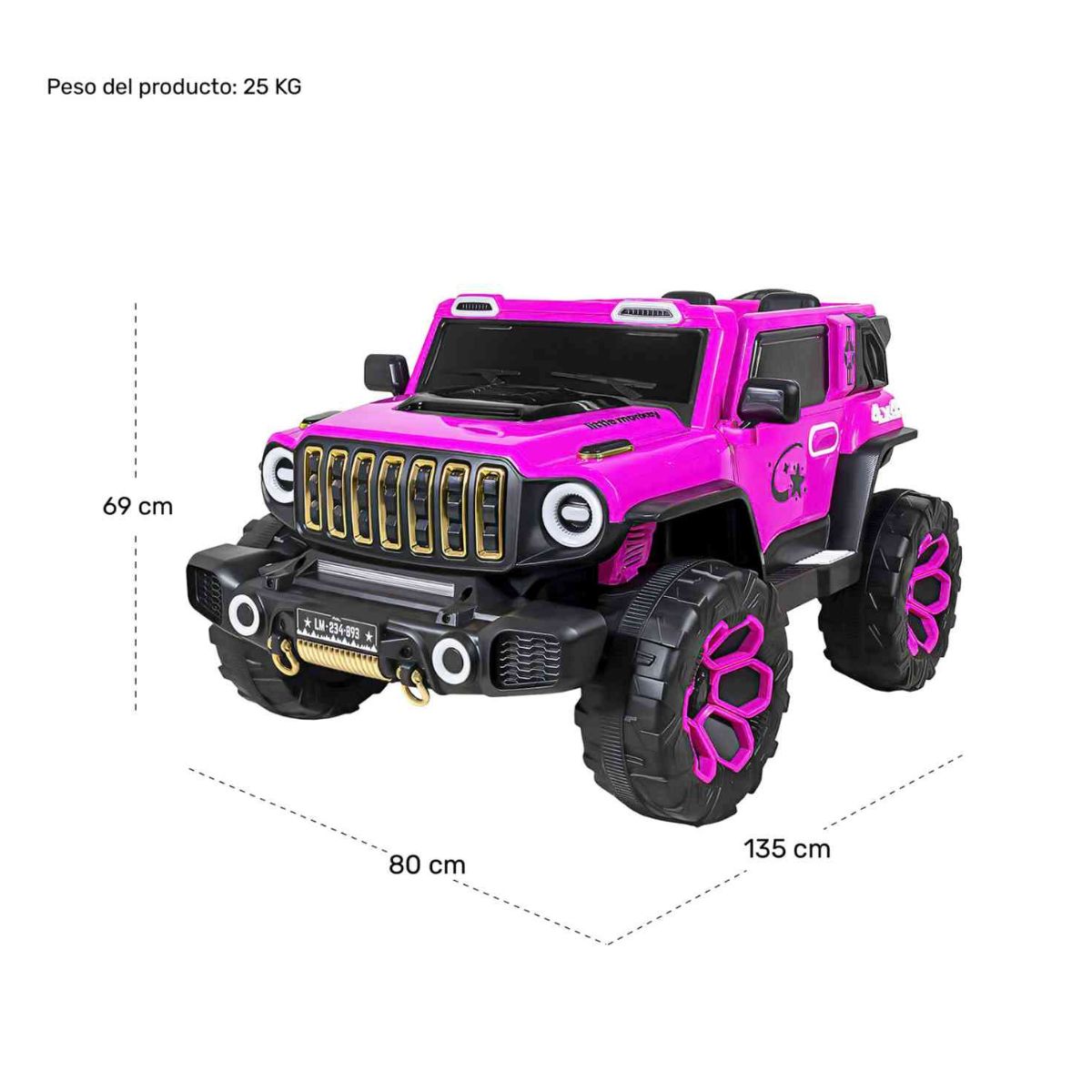 Carro Montable Electrico Control Remoto 4x4 Musica Bluetooth Fucsia