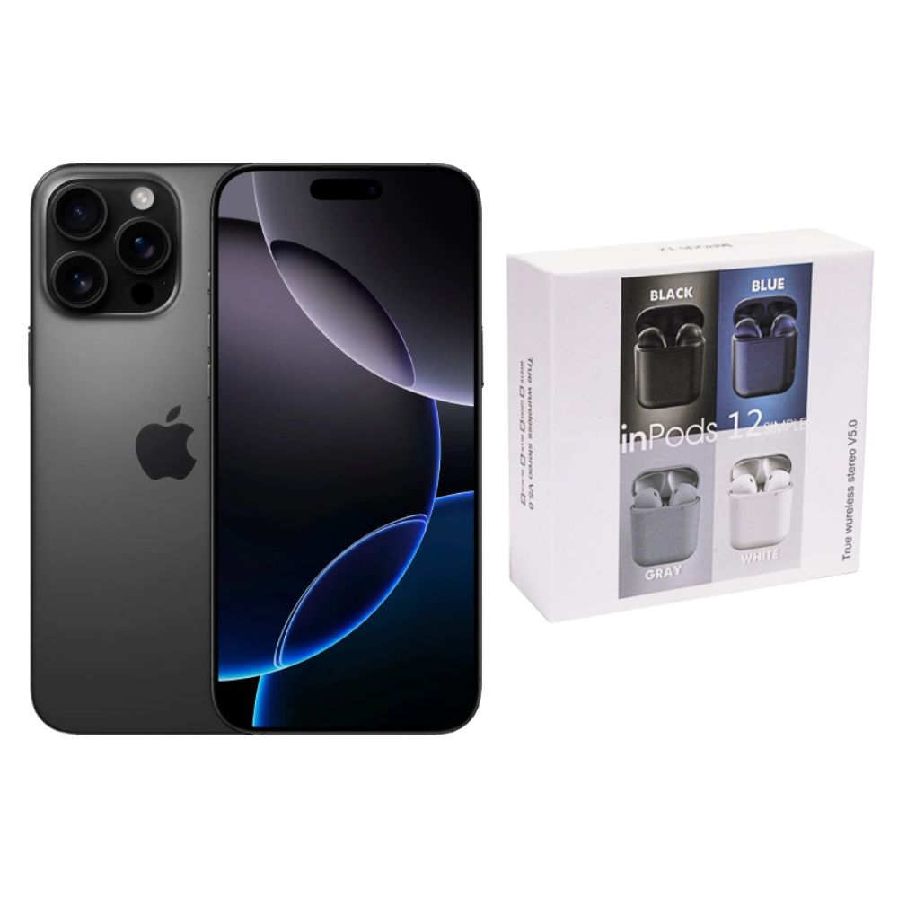 iPhone 16 Pro Max 256GB Negro CHIP Desbloqueado + Audífonos Genéricos
