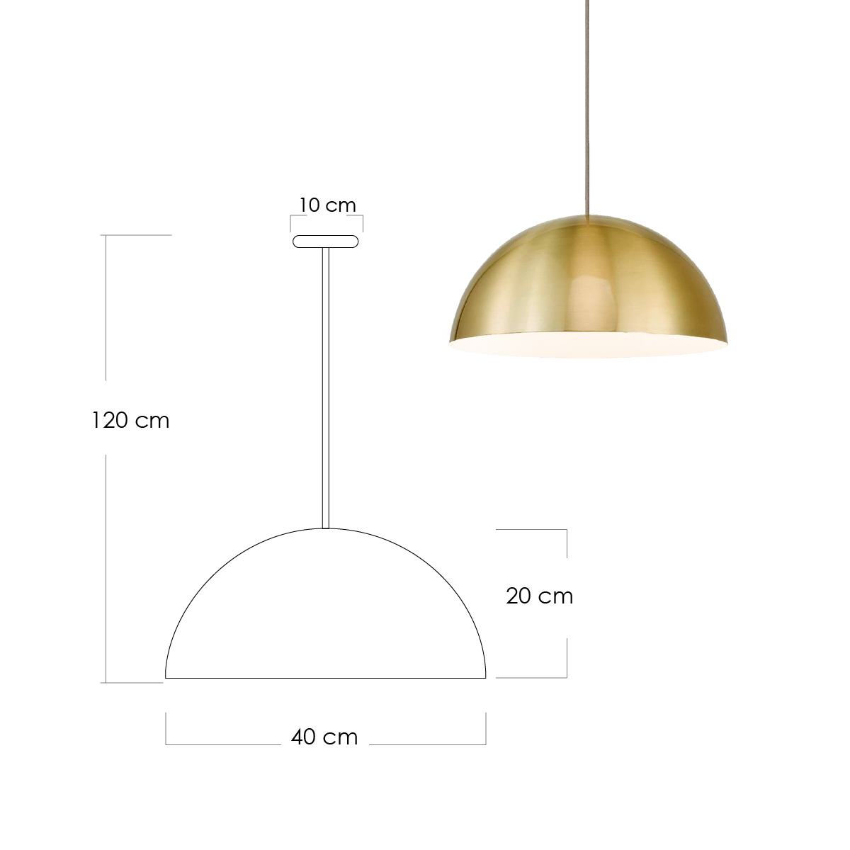 Lámpara Colgante Cúpula Ilios Innova Cúpula Color Dorado