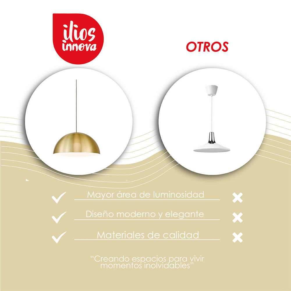 Lámpara Colgante Cúpula Ilios Innova Cúpula Color Dorado