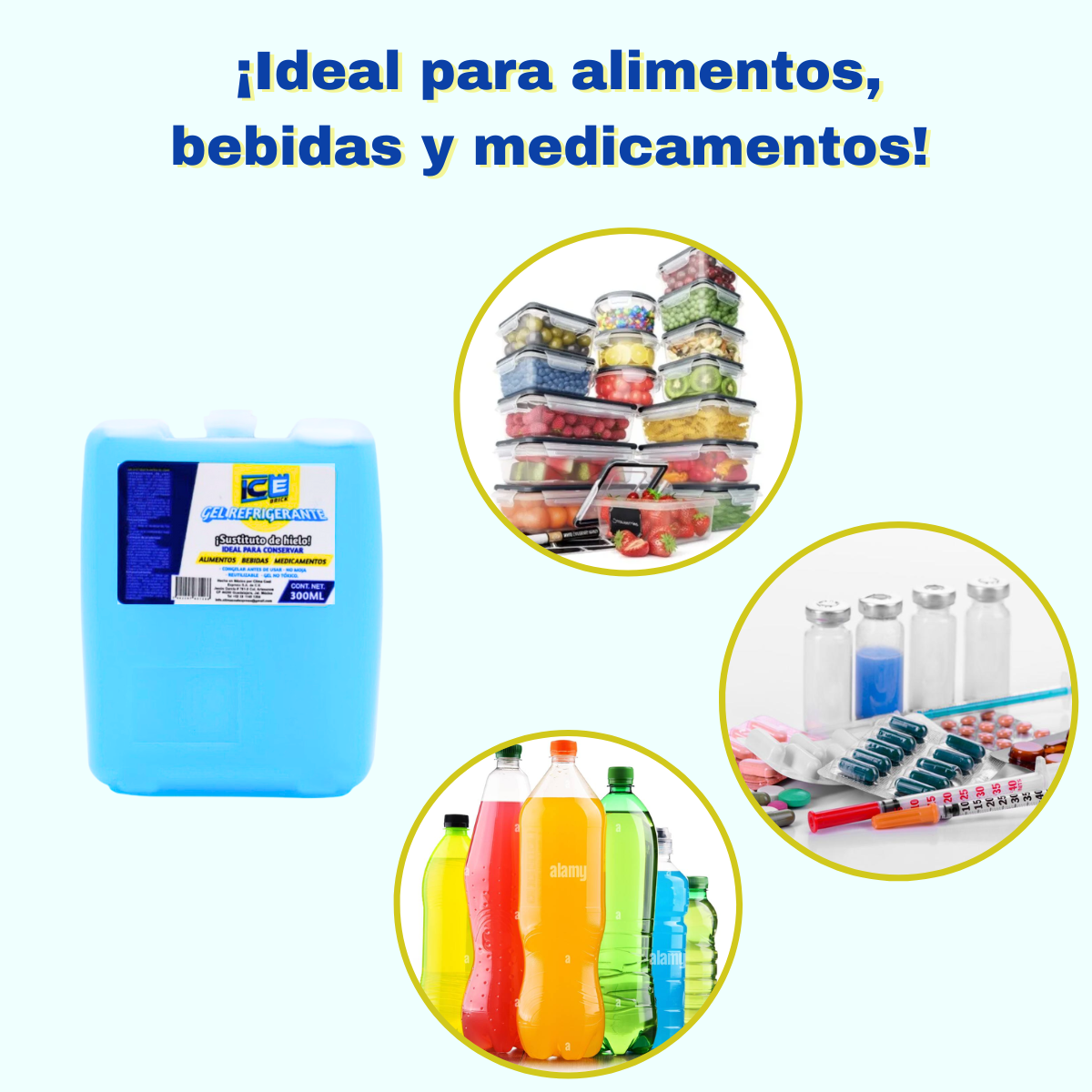 GEL Refrigerante ICE BRICK Sustituto de Hielo 300ml 4 piezas
