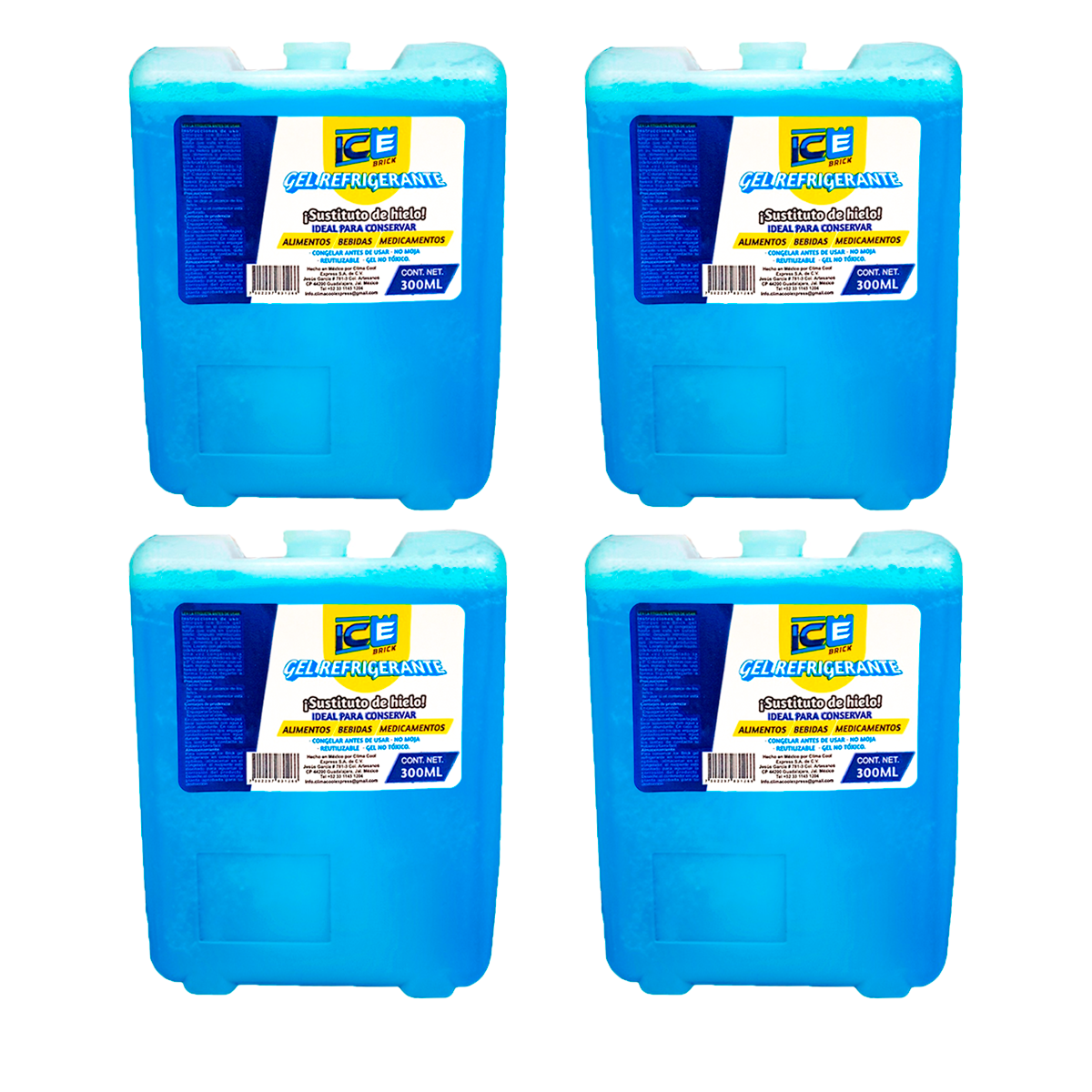 GEL Refrigerante ICE BRICK Sustituto de Hielo 300ml 4 piezas