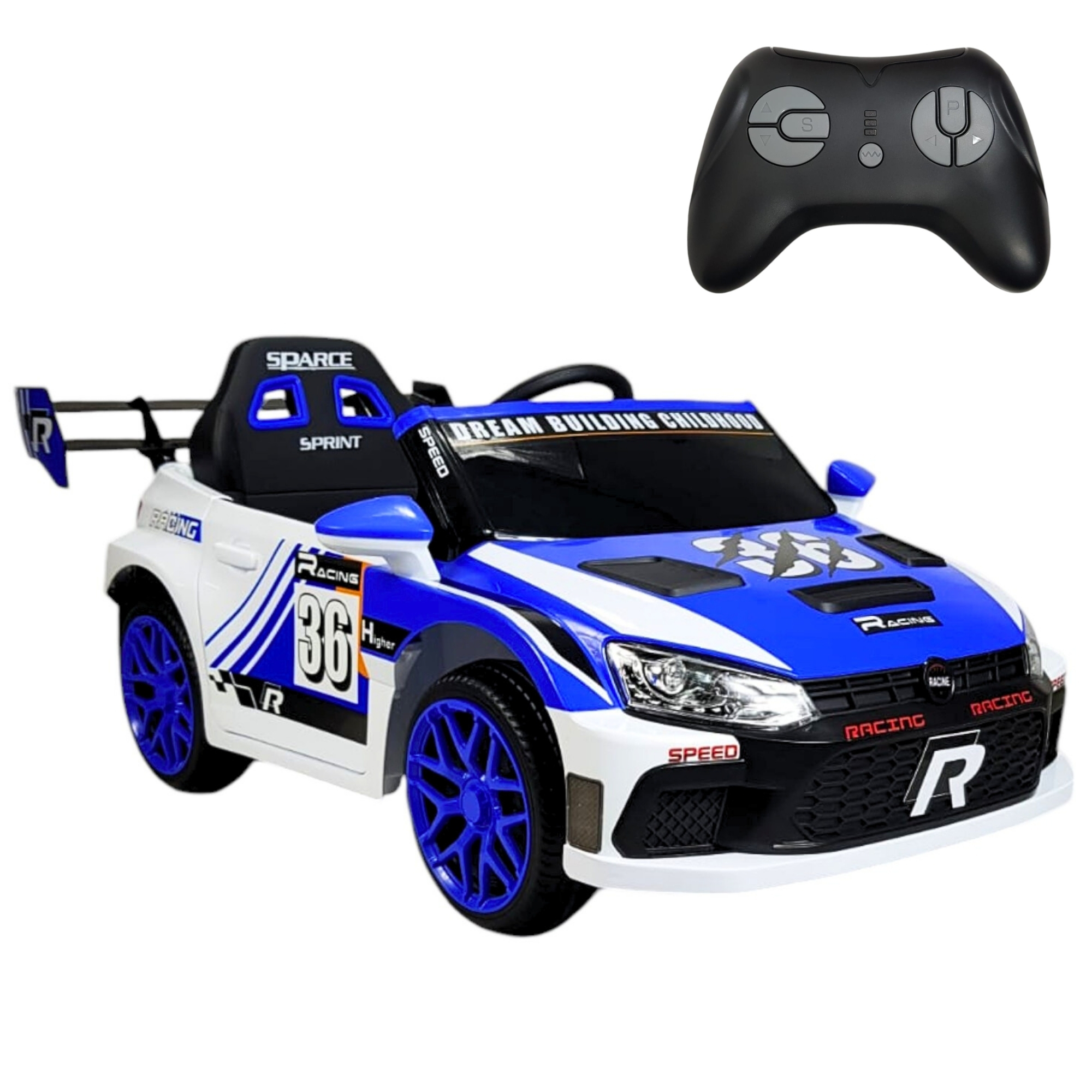 Montable Electrico para Niños Carro Rally con Control Remoto Sonido, Bluetooth, Luz Led, 12v-Azul