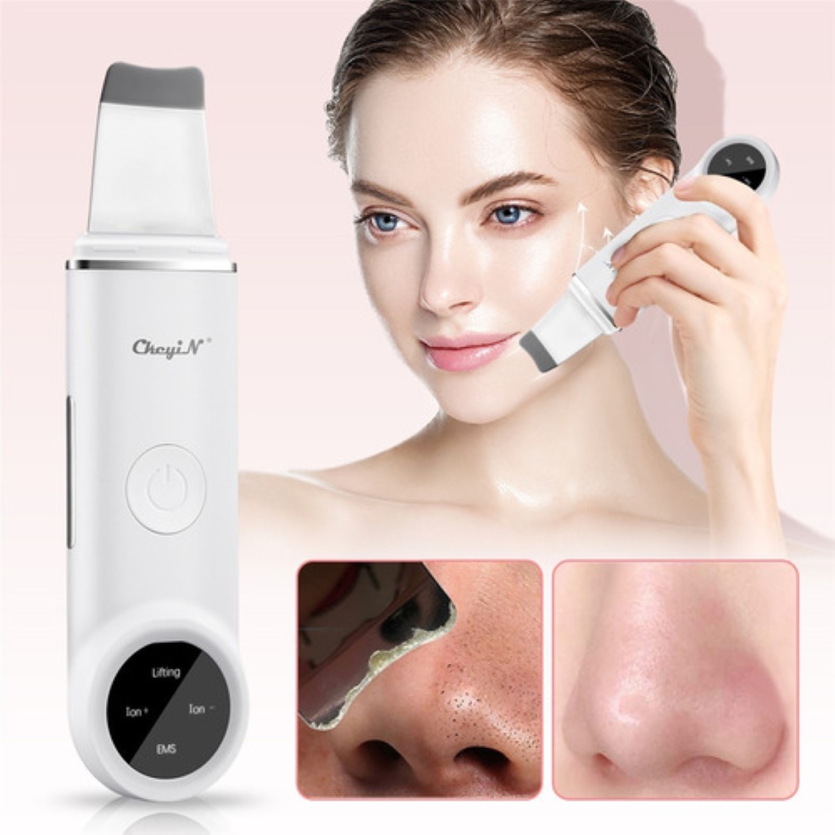 Limpiador Facial Espátula Ultrasónica Skin Scruber blanco