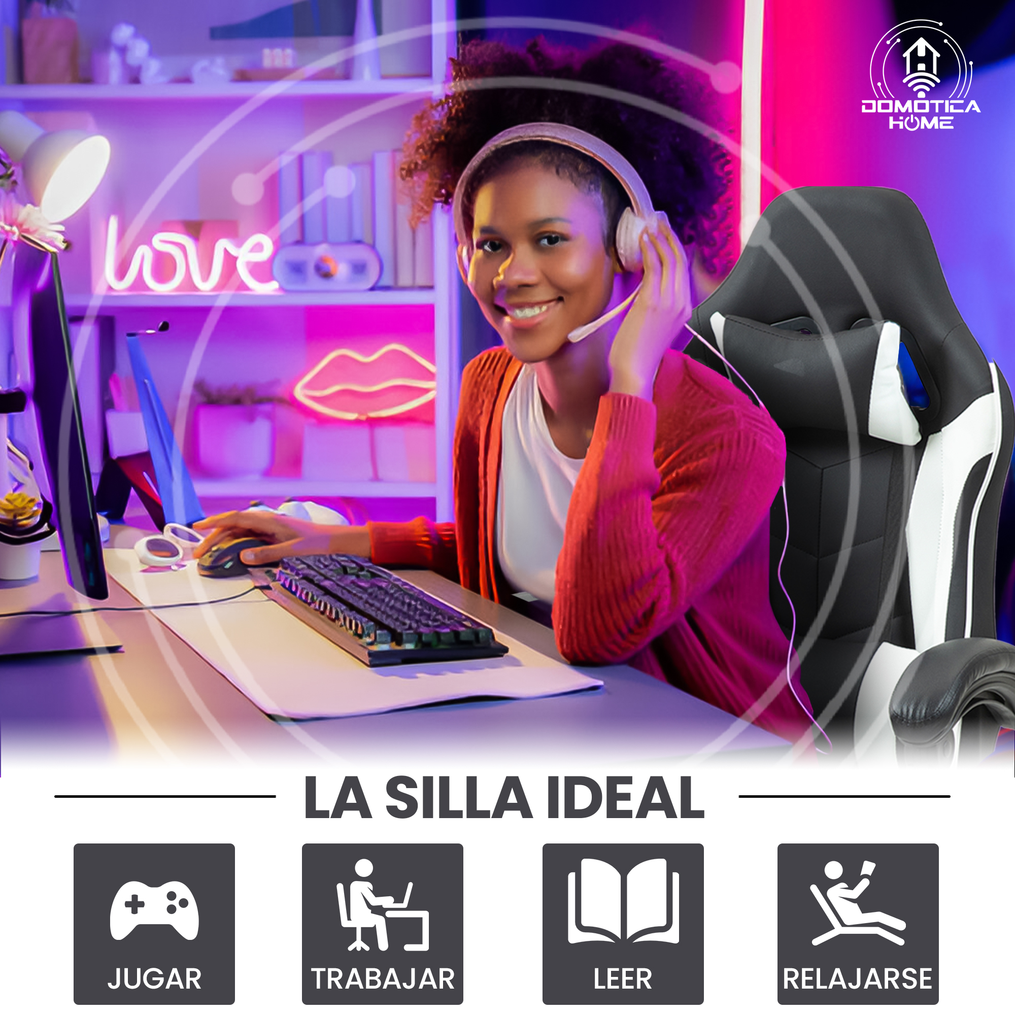 Silla Gamer/escritorio Blanca  Ergonómica Reclinable Con Reposapies