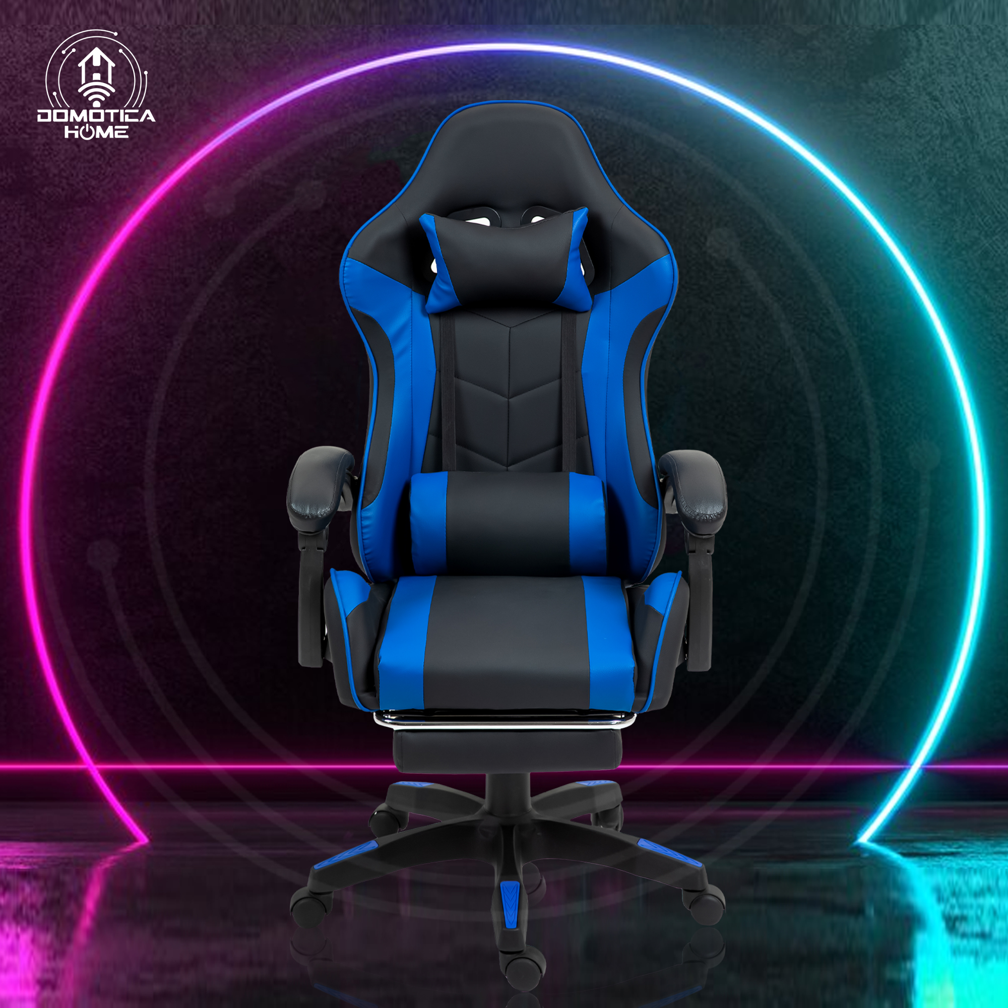 Silla Gamer/escritorio Azul  Ergonómica Reclinable Con Reposapies