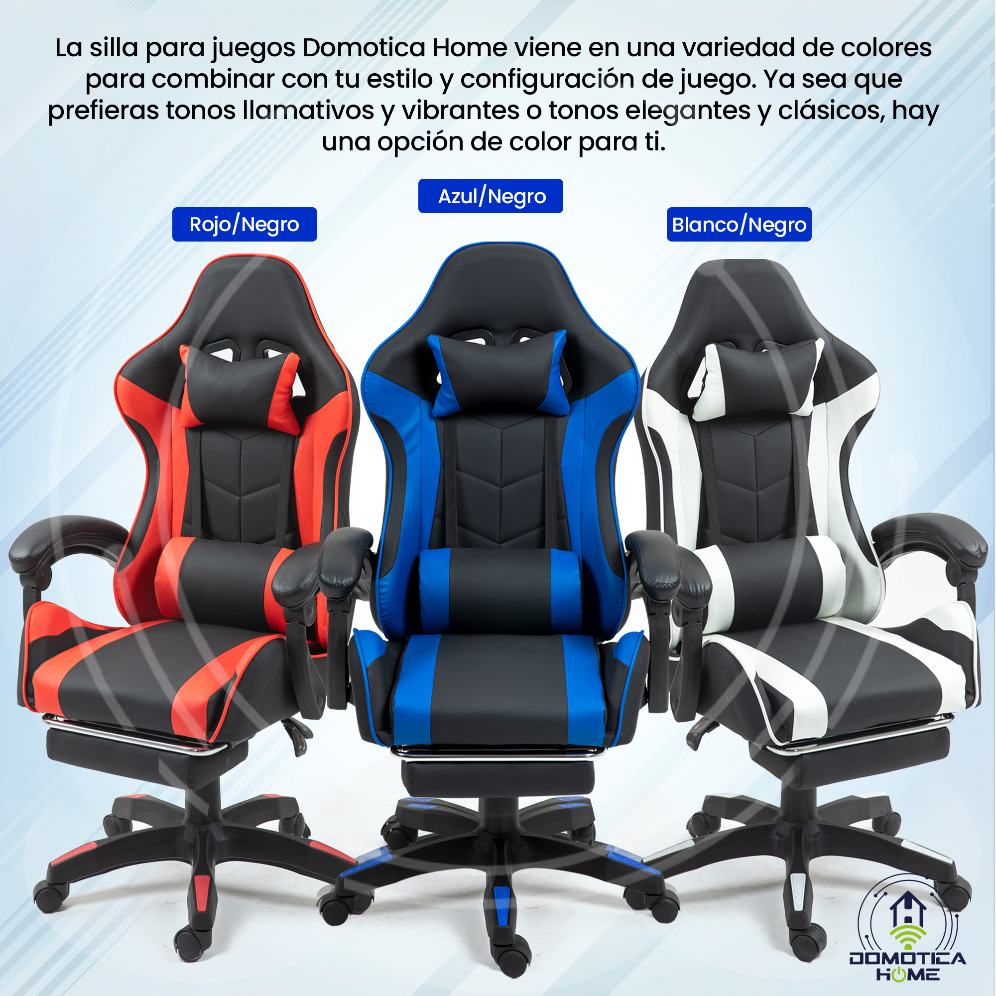 Silla Gamer/escritorio Azul  Ergonómica Reclinable Con Reposapies