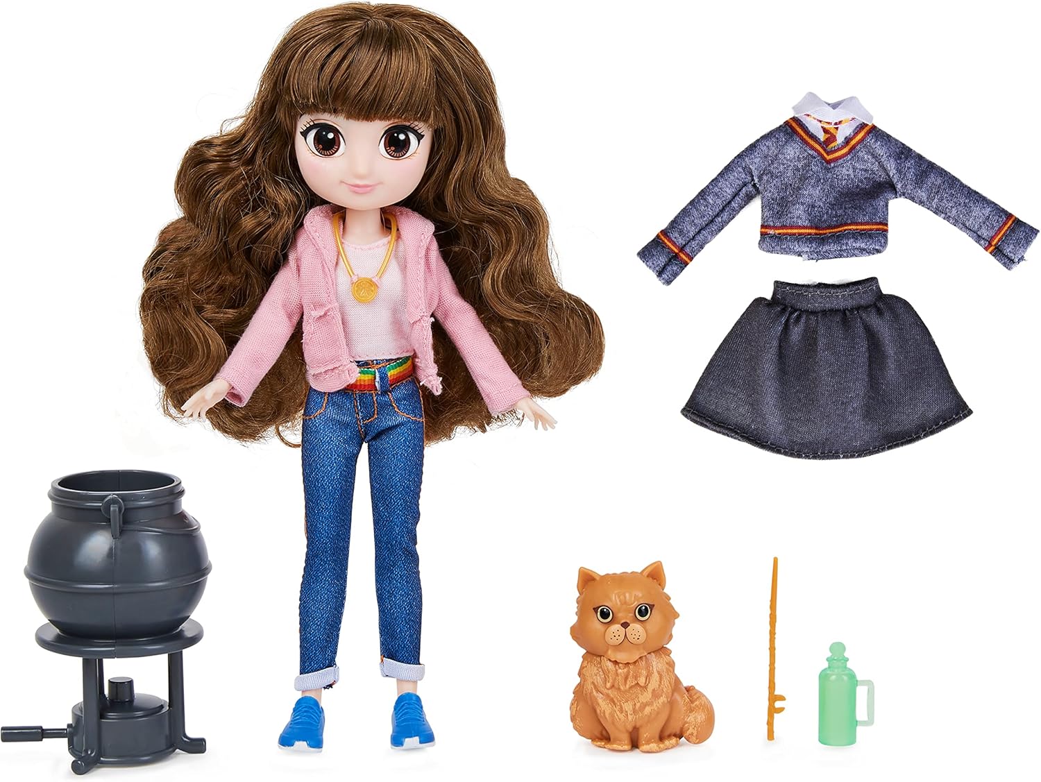  Muñeca  DE LUJO Hermione Granger Wizarding World, de 20.3 cm con 5 Accesorios y 2 atuendos niñas de 5 años