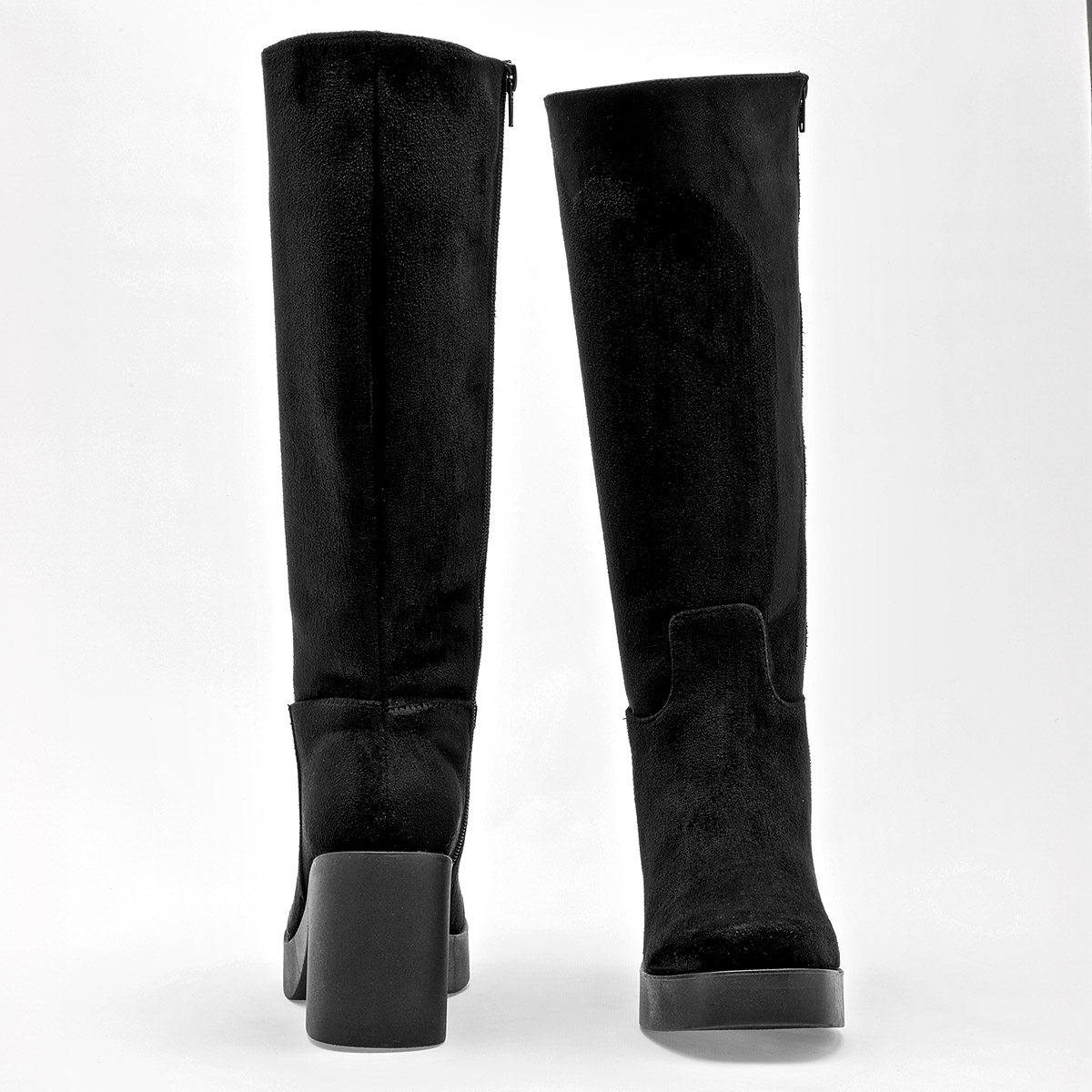 Catalina Bota Larga Gamuza Mujer Tacon Cuadrado 8cm Tubo 35cm Color Negro E9