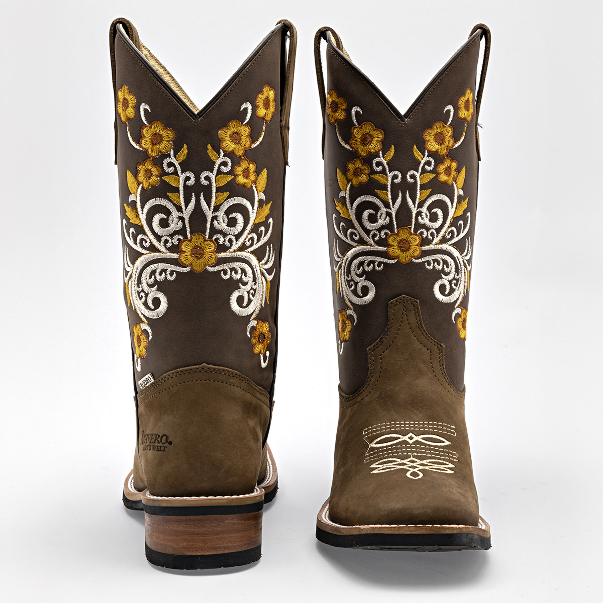 Arco Bota Vaquera Mujer En Piel Tacon Cuadrado  4cm Tubo 25cm Color Cafe E9