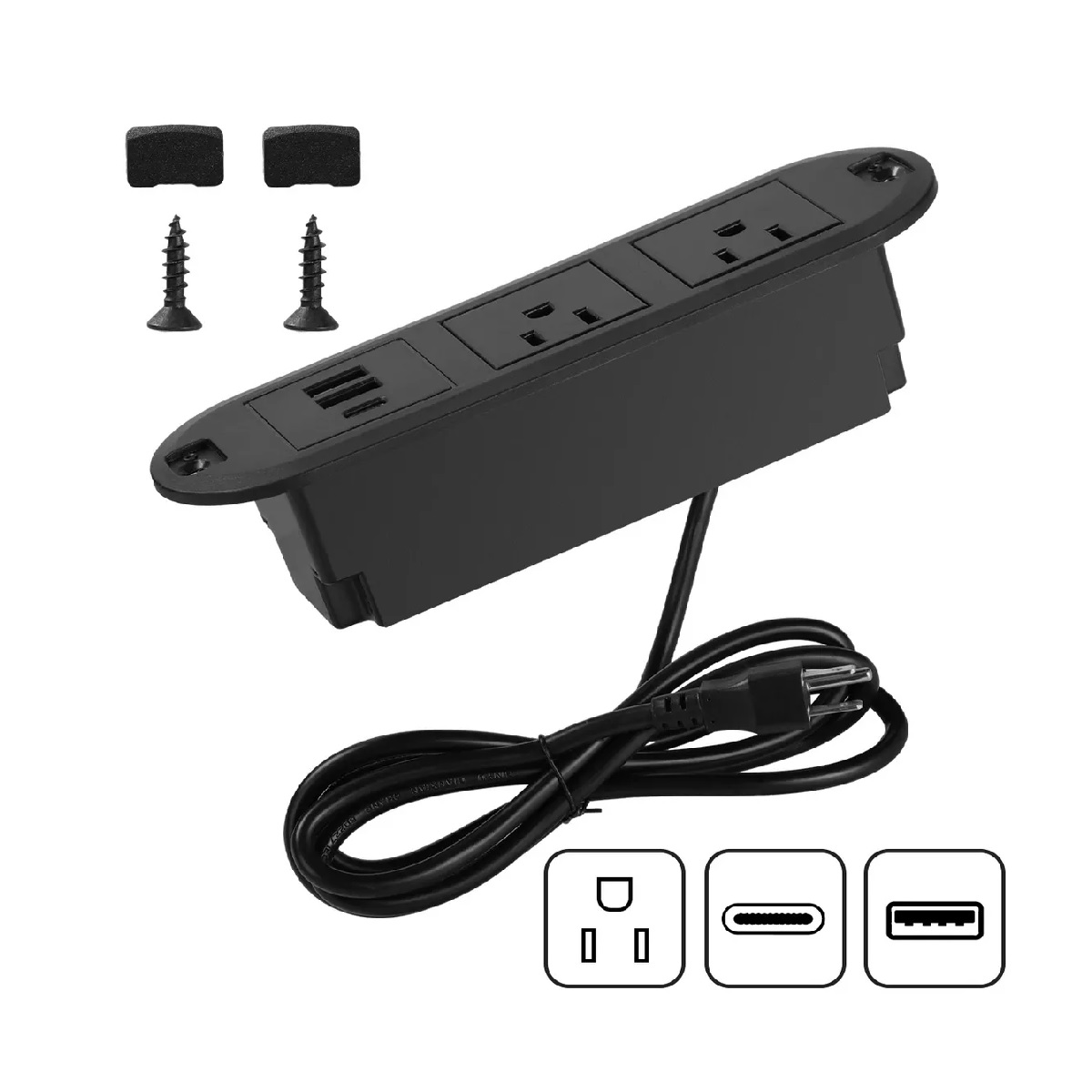 Enchufe Escritorio Empotrado Placa De Contactos Y Puerto Usb