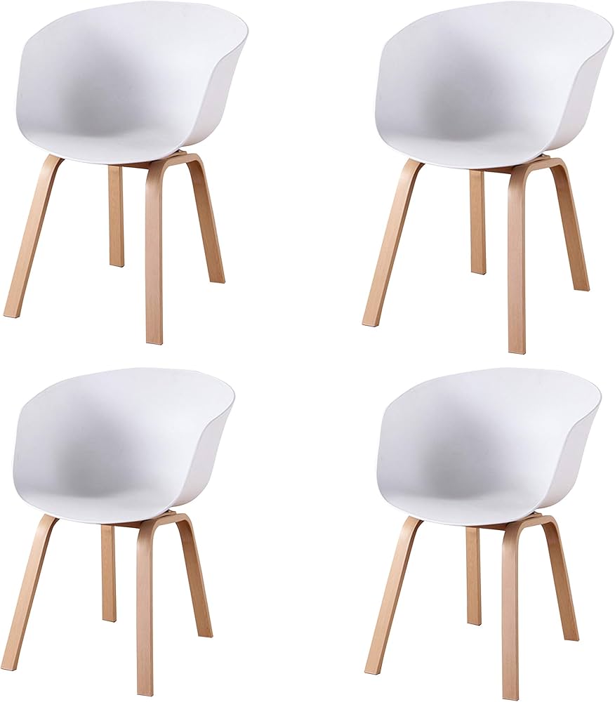 Juego de 4 sillas de comedor estilo escandinavo y retro, con patas de metal sólido, color blanco sillas de cocina, 48 x 50 x 80cm