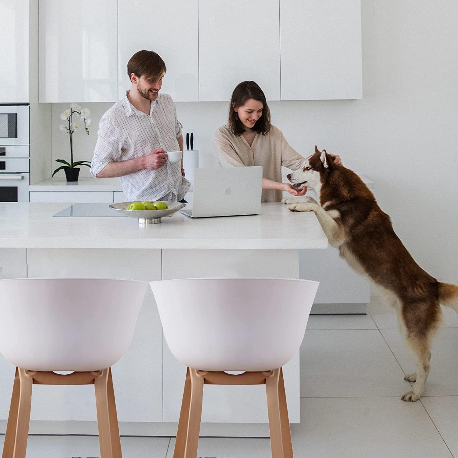 Juego de 4 sillas de comedor estilo escandinavo y retro, con patas de metal sólido, color blanco sillas de cocina, 48 x 50 x 80cm